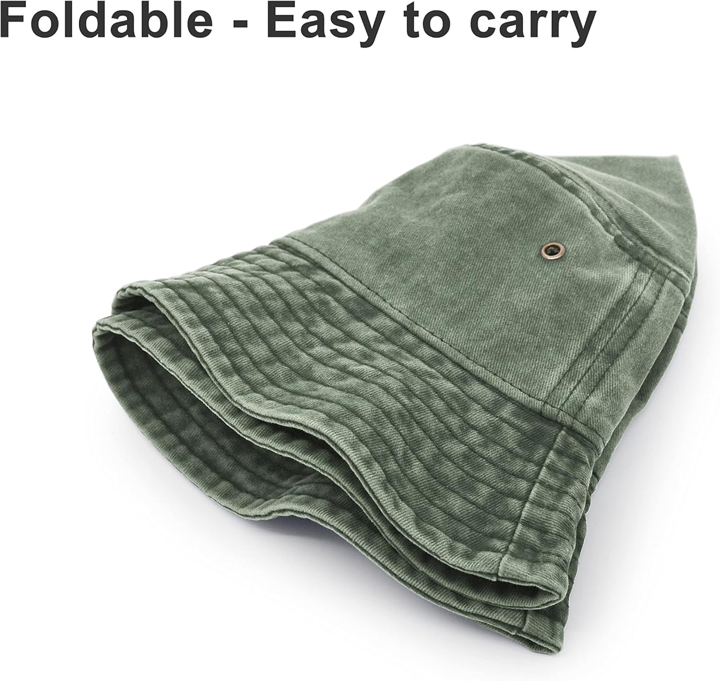 Bucket Hat, Wide Brim Washed Denim Cotton Outdoor Sun Hat Flat Top Cap