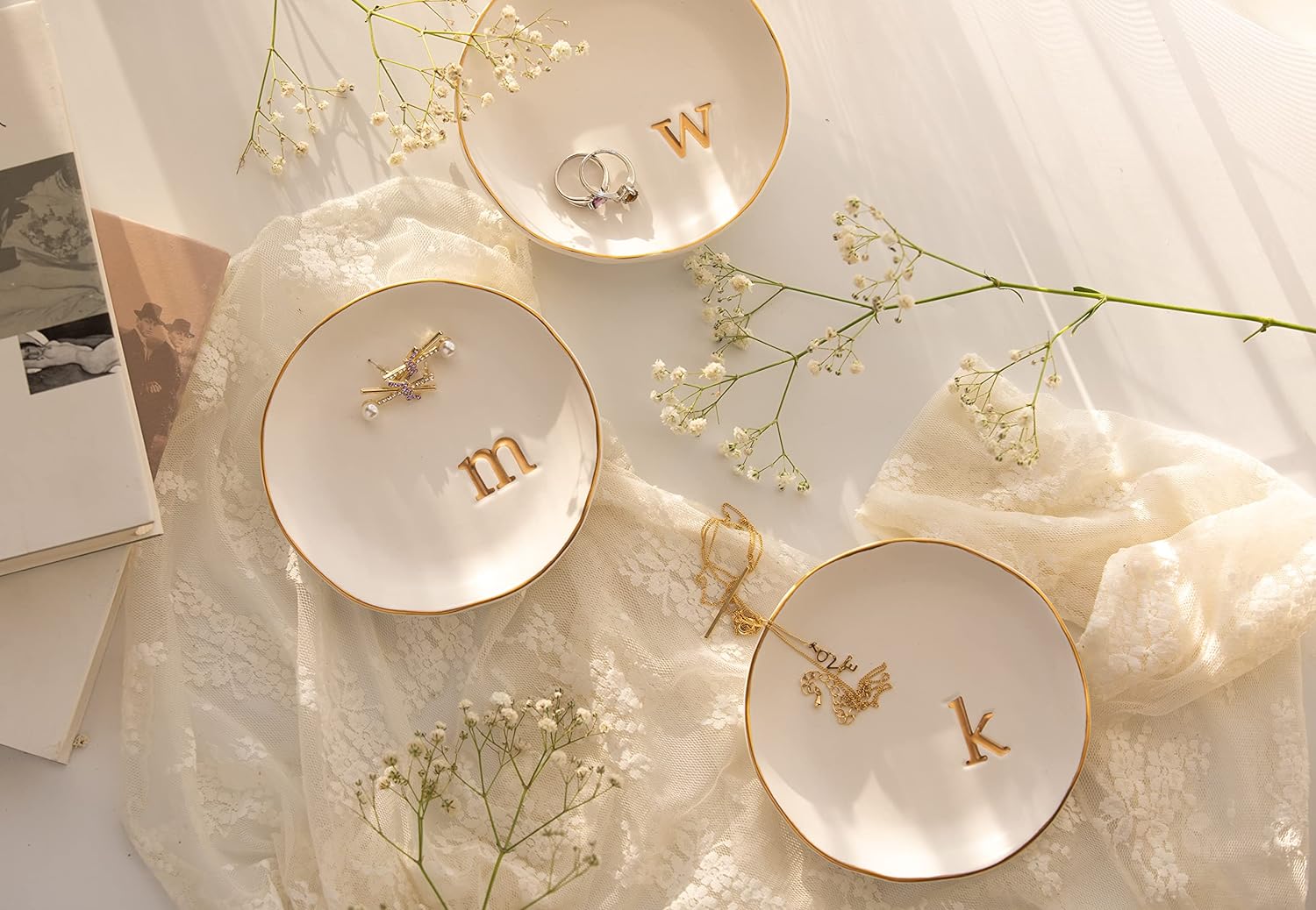 COLLECTIVE HOME - Ceramic Jewelry Tray, Decorative Trinket Dish for Ri