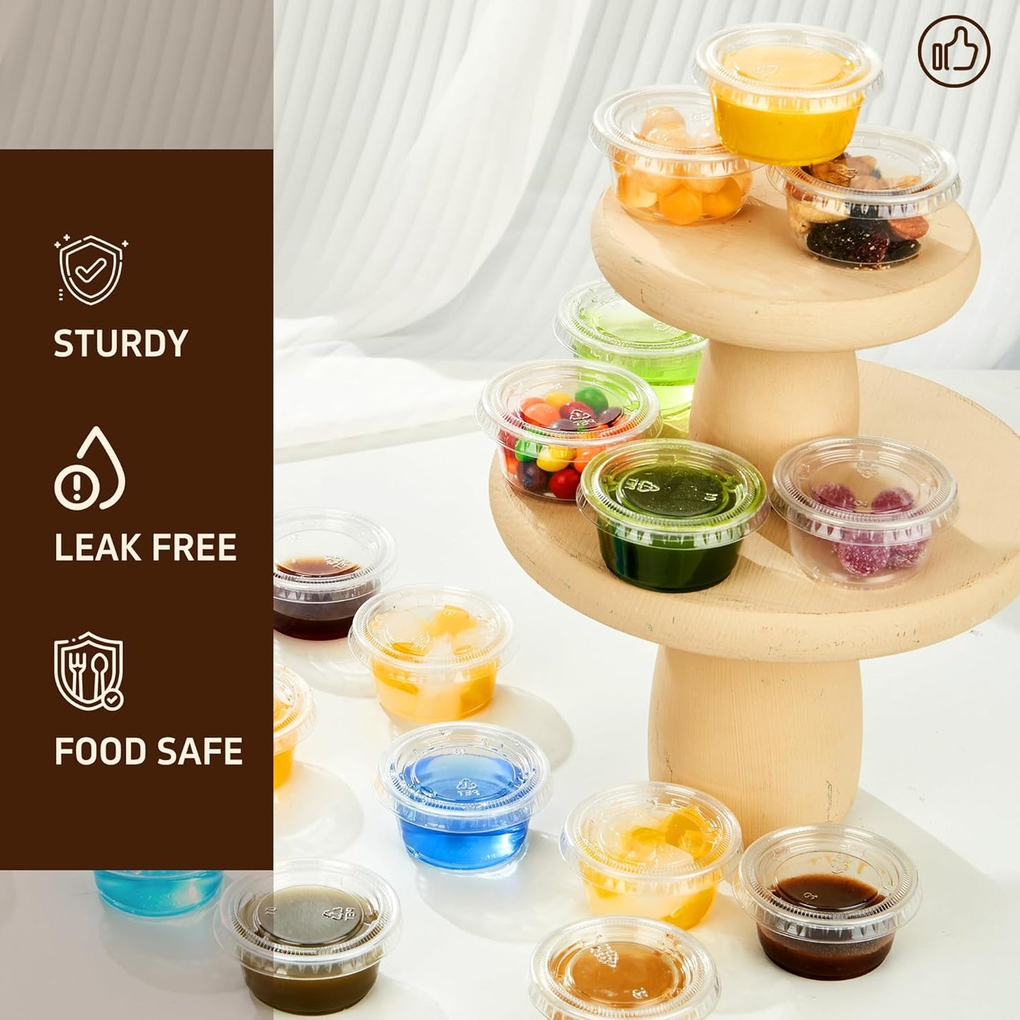 YEEHAW 100 Sets - 2 oz Jello Shot Cups with Lids, Portion Cups, Clear Disposable Plastic Jello Shot Cups for Meal Prep, Salad Dressing, Soufflé, Portion Containers