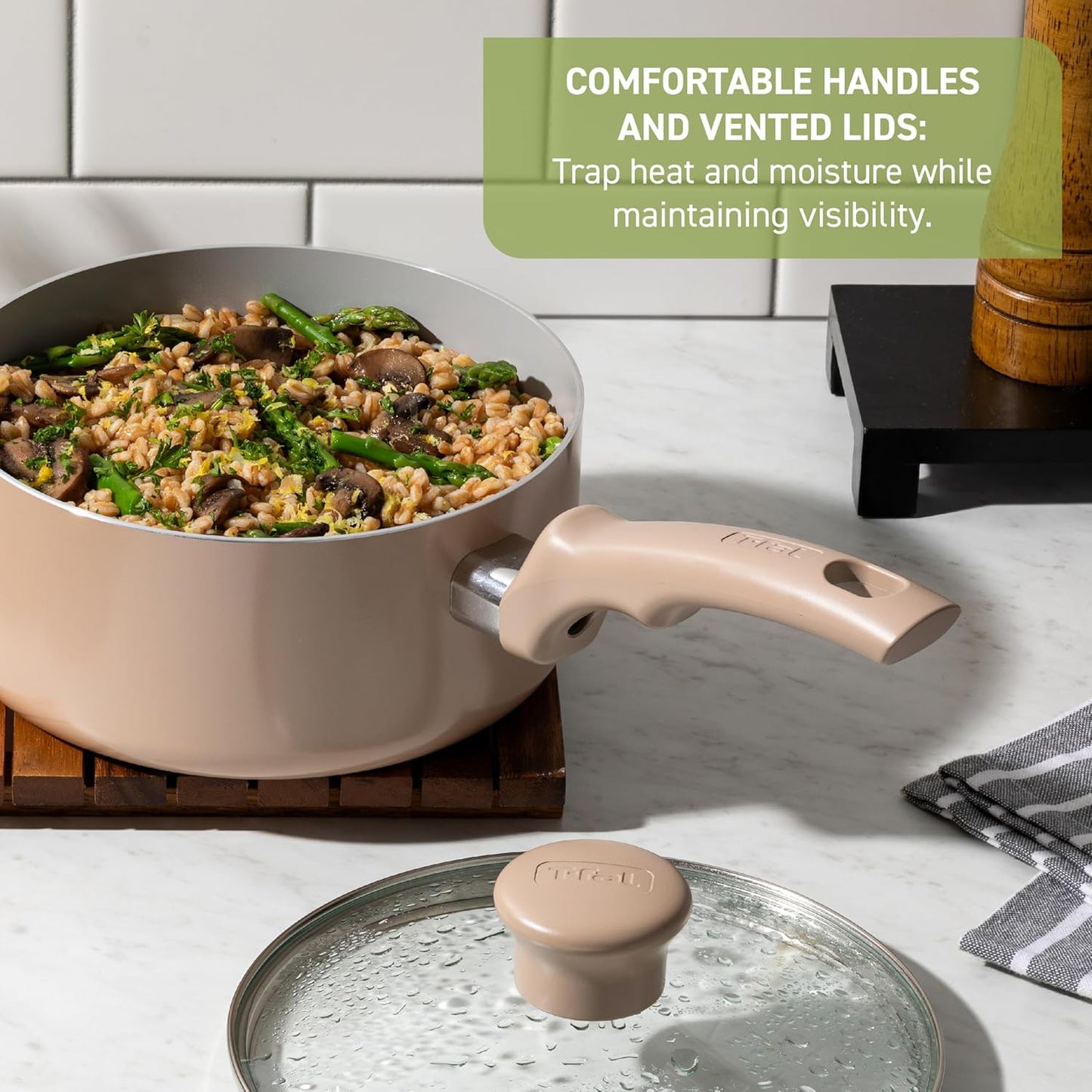 T-Fal Refresh Ceramic Nonstick Cookware Set, 12-Piece Ceramic Pots and