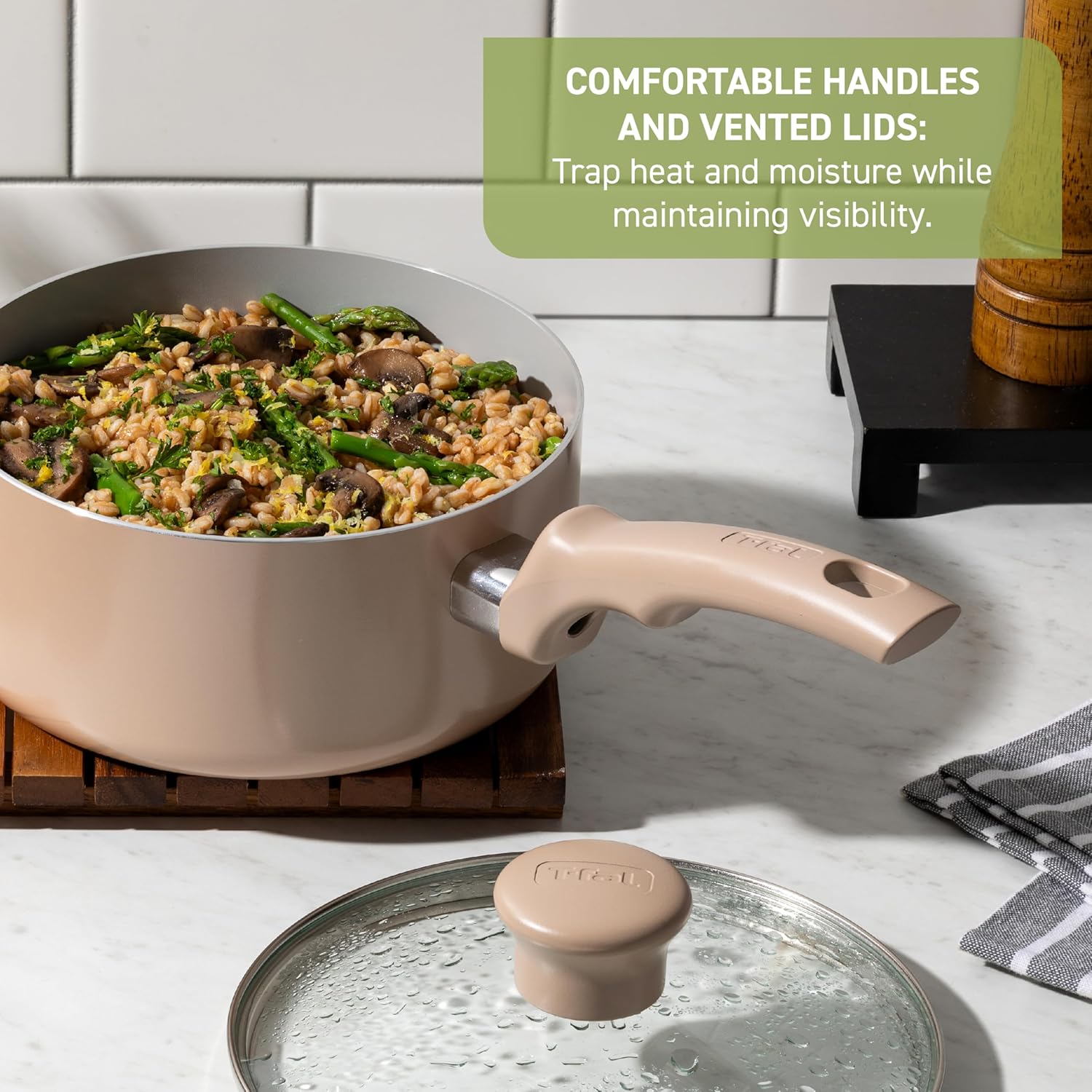 T-Fal Refresh Ceramic Nonstick Cookware Set, 12-Piece Ceramic Pots and