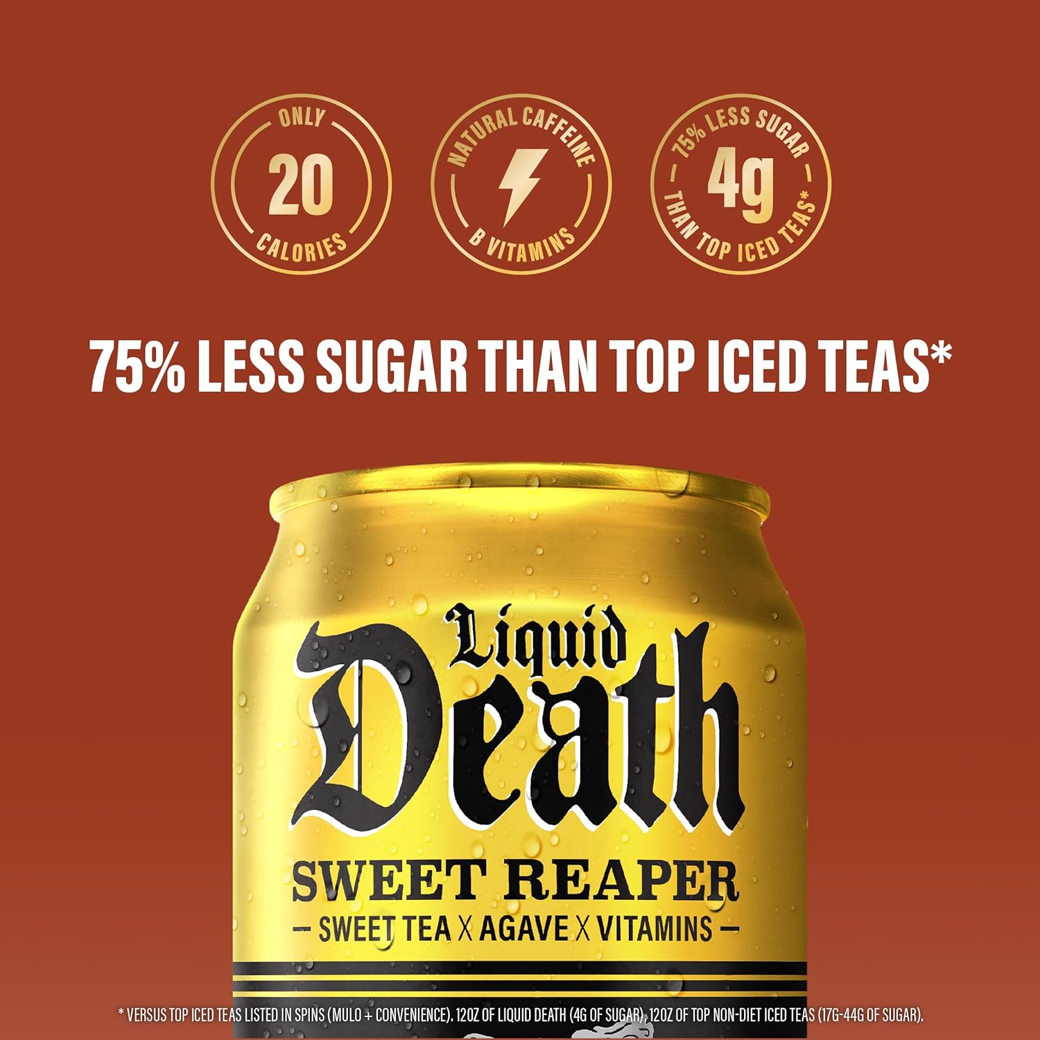 Liquid Death Iced Tea - Variety, Less Sugar*, Boost of Caffeine, B Vit