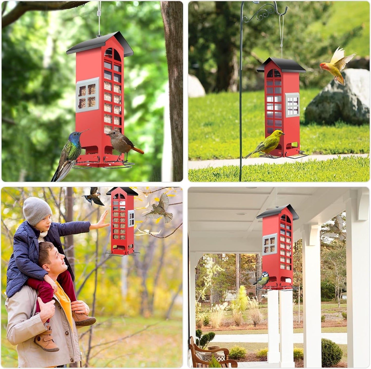 Bird Feeders Squirrel Proof for Outdoor Hanging Wild Bird Feeders with