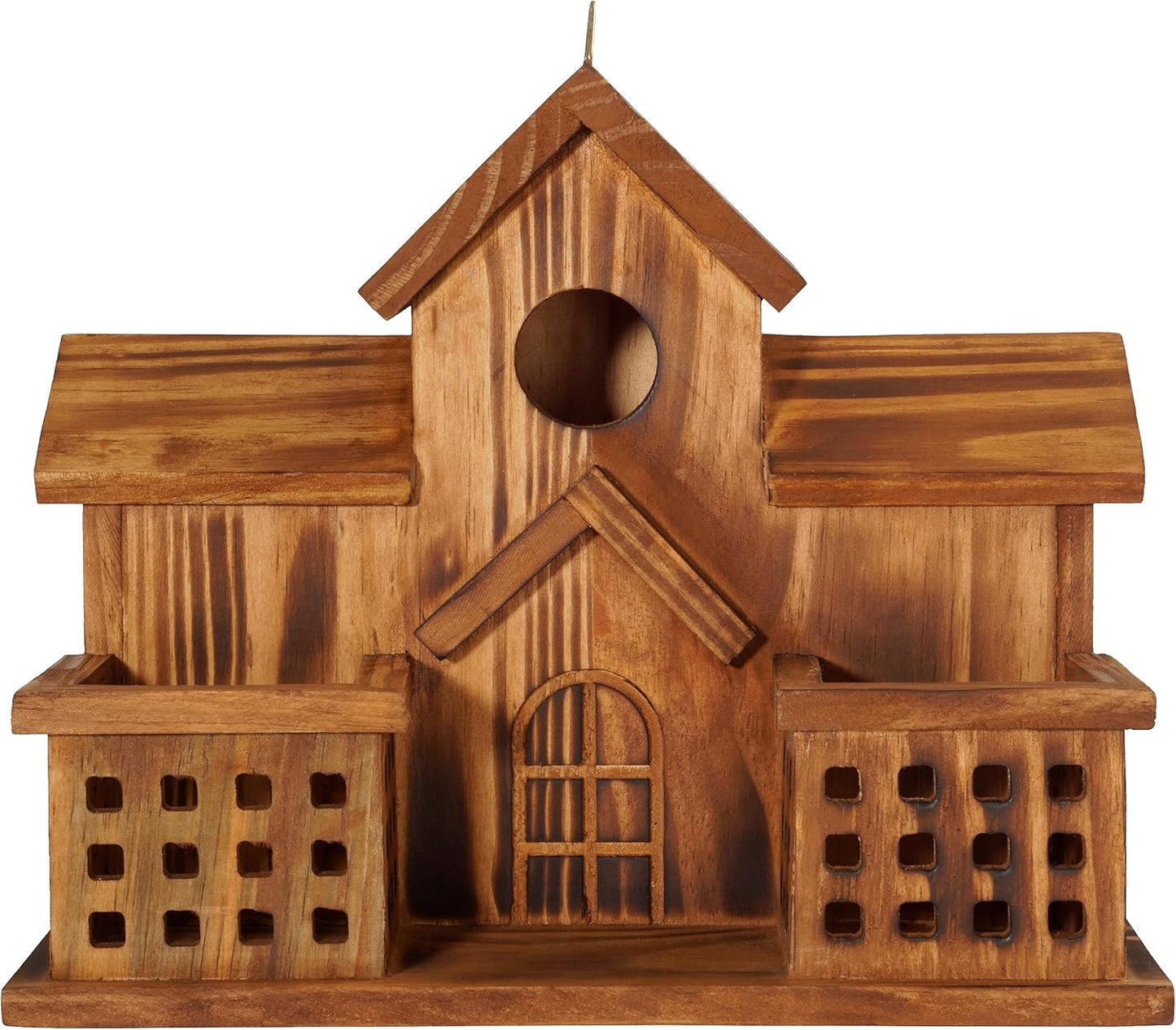 MIXUMON Bird Houses for Outside with Bird Feeder, Outdoor 3 Hole Bird House Room for 3 Bird Families Bluebird Finch Cardinals Hanging Birdhouse for Garden