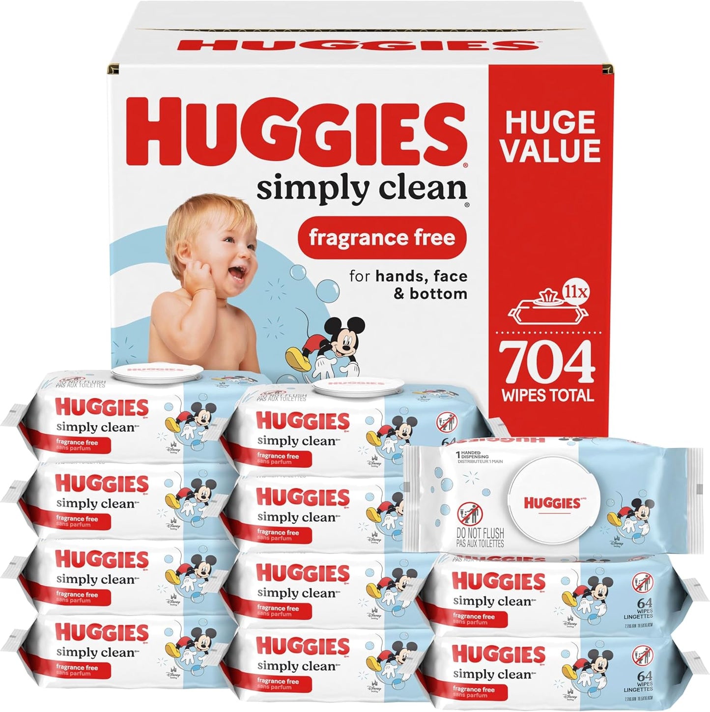 Huggies Simply Clean Unscented Baby Diaper Wipes, 11 Flip-Top Packs (7