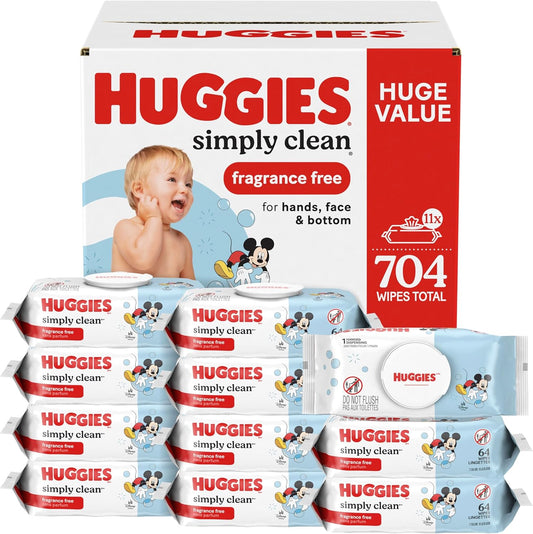 Huggies Simply Clean Unscented Baby Diaper Wipes, 11 Flip-Top Packs (7