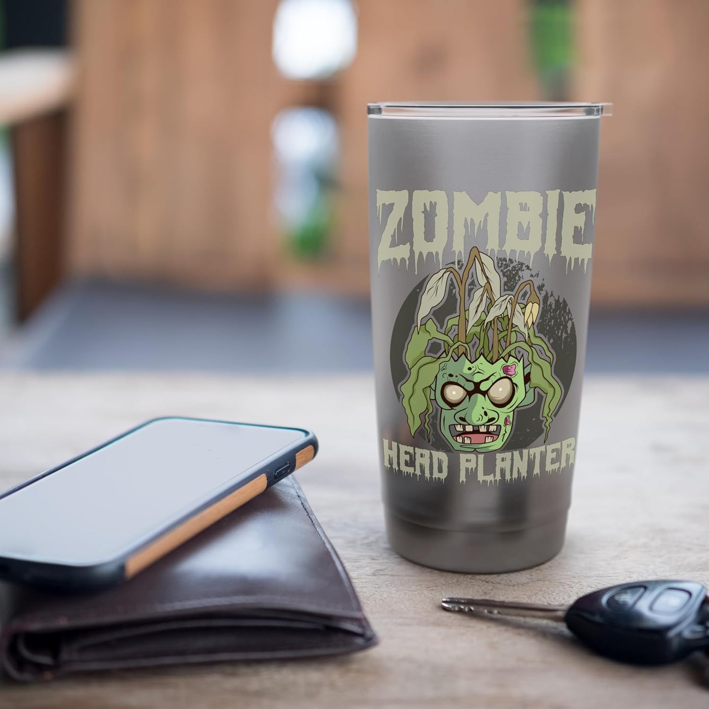 Zombie Head Planter Pot Garden Gardening Halloween Stainless Steel Insulated Tumbler