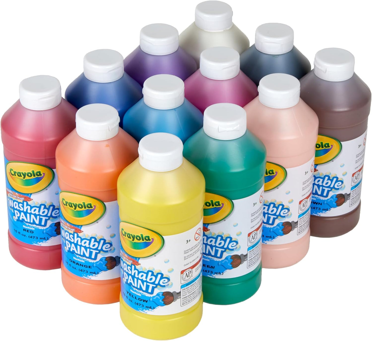 Crayola Washable Paint (12ct), Bulk Paint Set for Kids' Art Projects, 