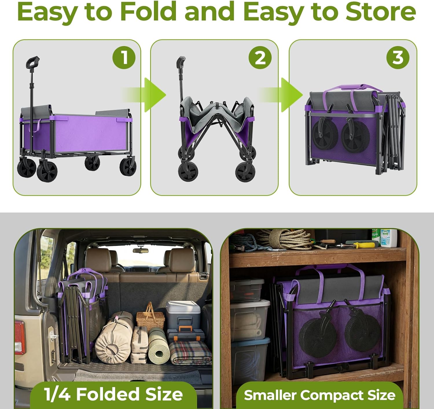 Wagons Carts Foldable, Lightweight Collapsible Utility Wagon-220LBS Ca