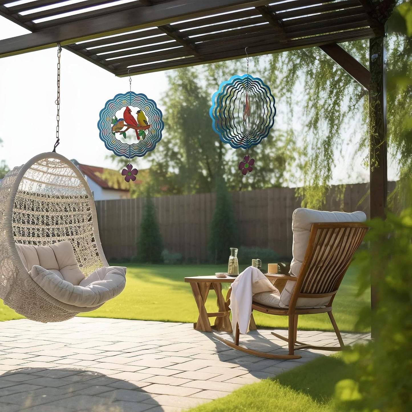 Birds Wind Spinner,Metal Wind Spinners for Outdoor,3D Double Sided Han
