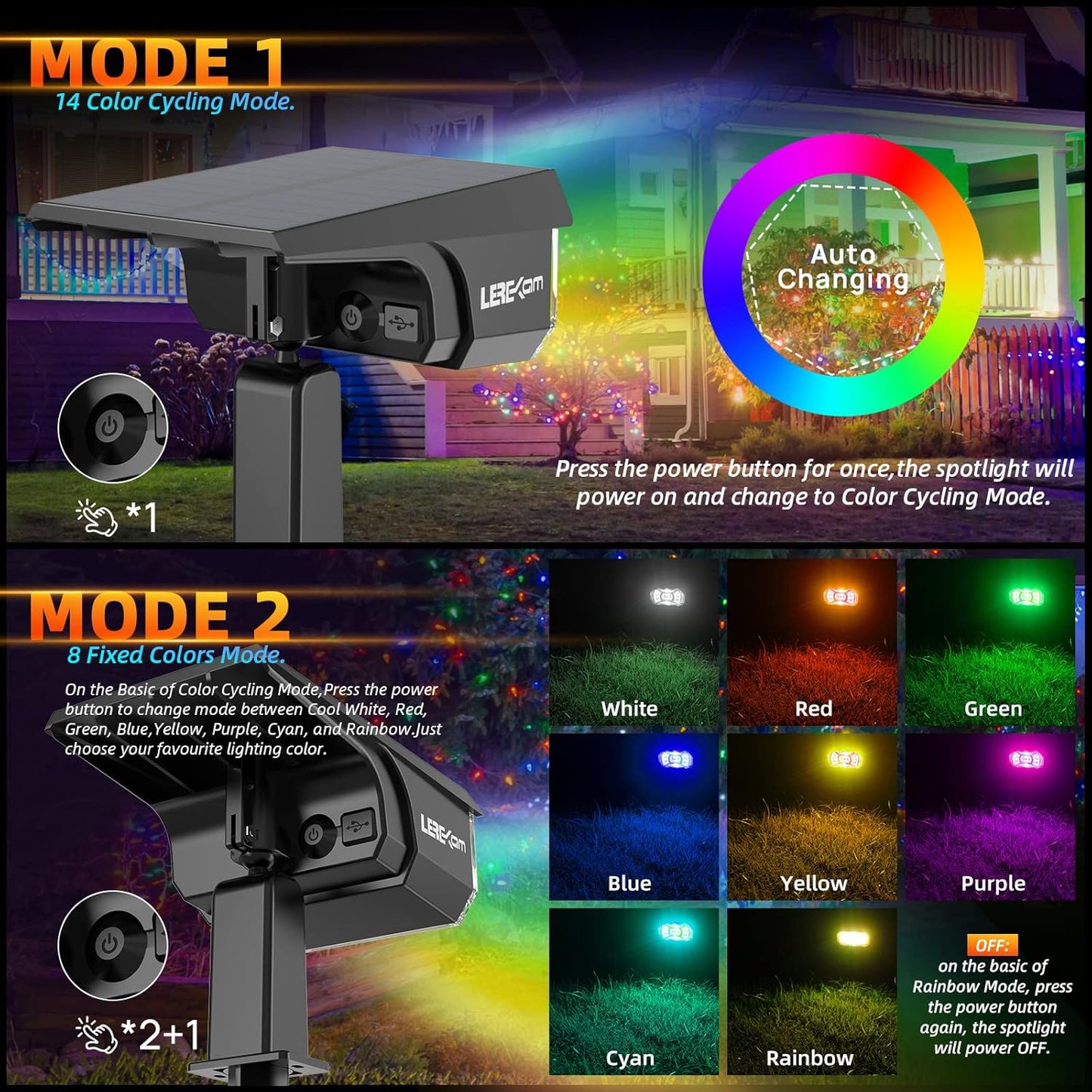 Solar Outdoor Lights,40 LEDs Color Changing RGB Solar Landscape Path L