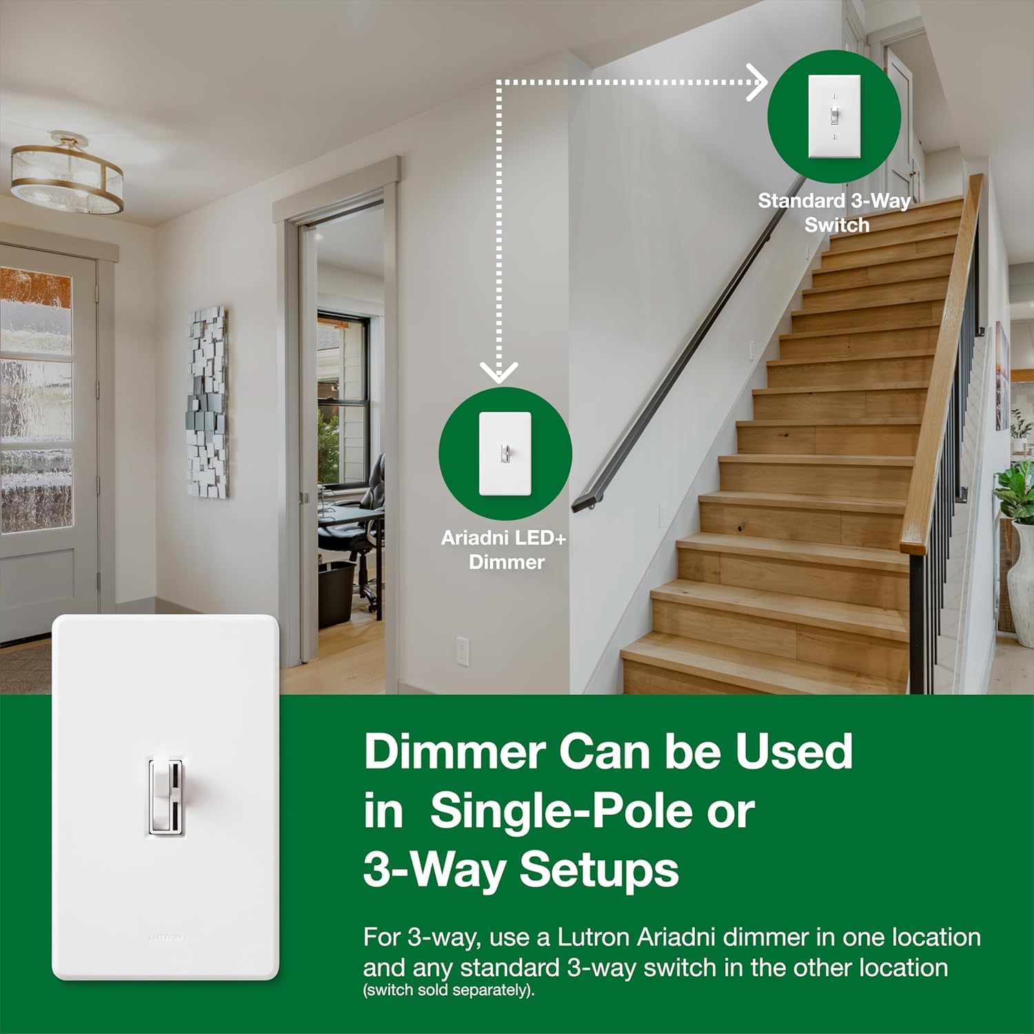 Lutron Ariadni/Toggler LED+ Dimmer Light Switch for Dimmable LED, Halo