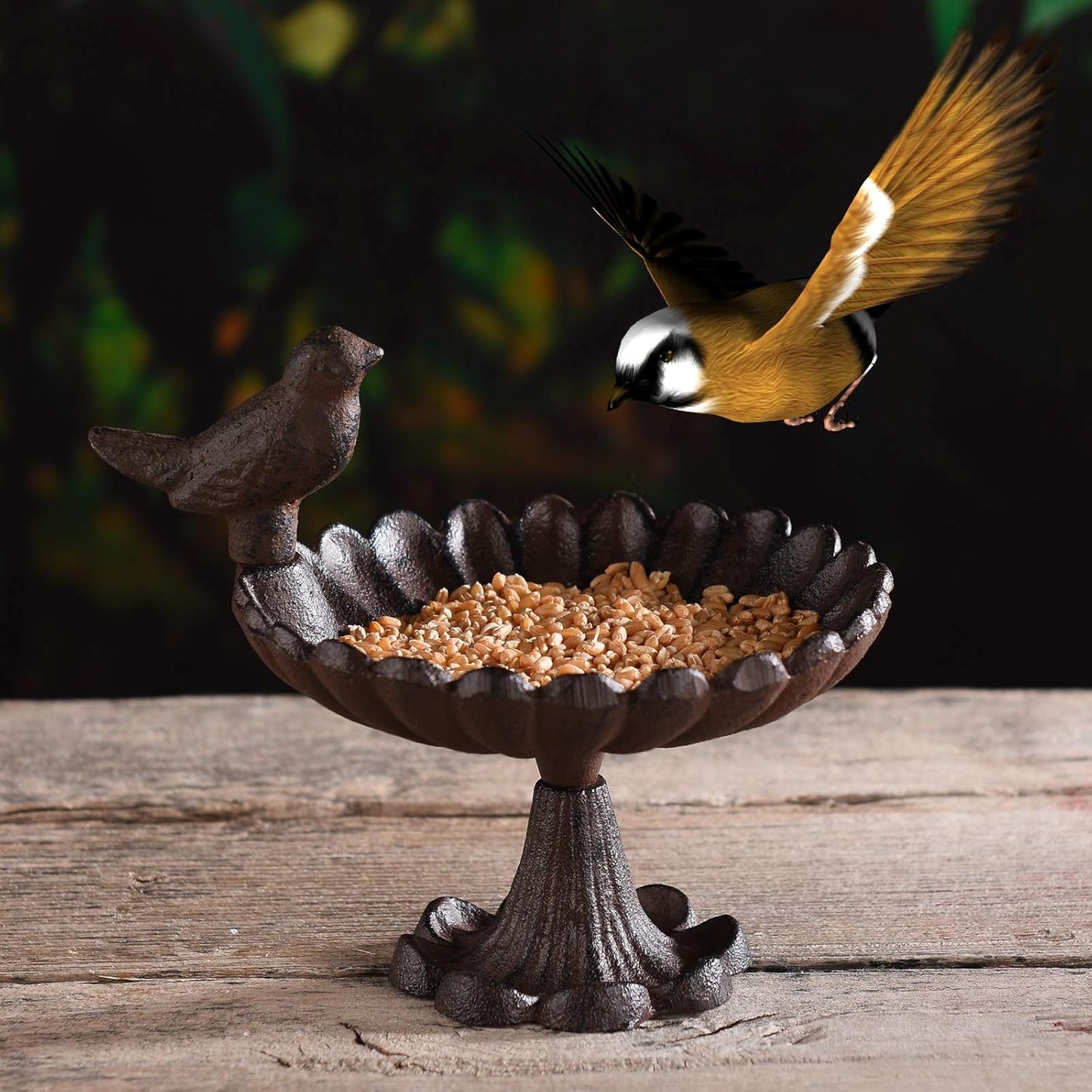 BRASSTAR Cast Iron Wild Bird Feeders 6.7”Birdbath for Outdoors Patio Yard Garden Villa Decor TQZDPT48