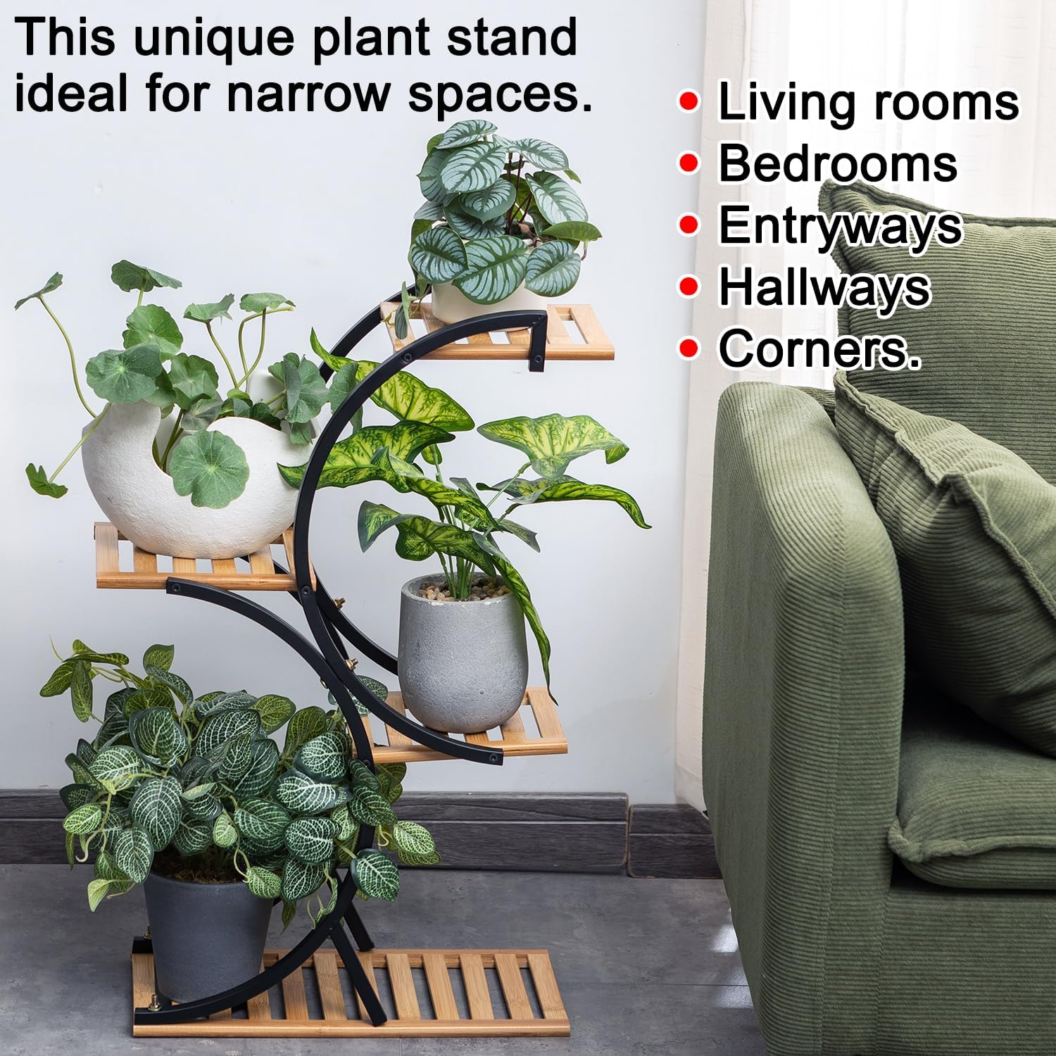Bamboo 4-Tier Plant Stand Rack Multiple Flower Pot Holder Shelf Indoor
