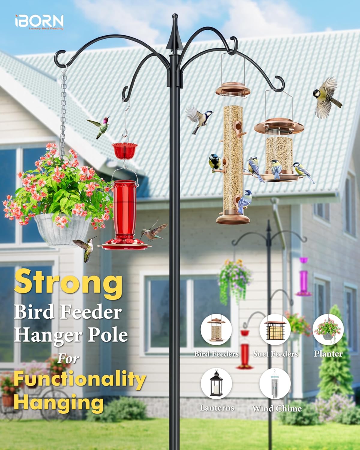 iBorn Bird Feeders Hanging Station 78Inch Wild Bird Feeding Station Po