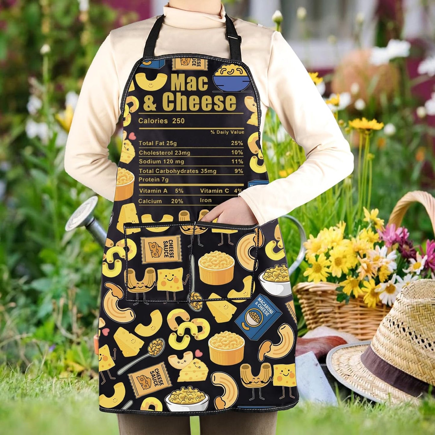 WCGXKO Mac & Cheese Kitchen Apron Macaroni And Cheese Gift Food Themed Gift