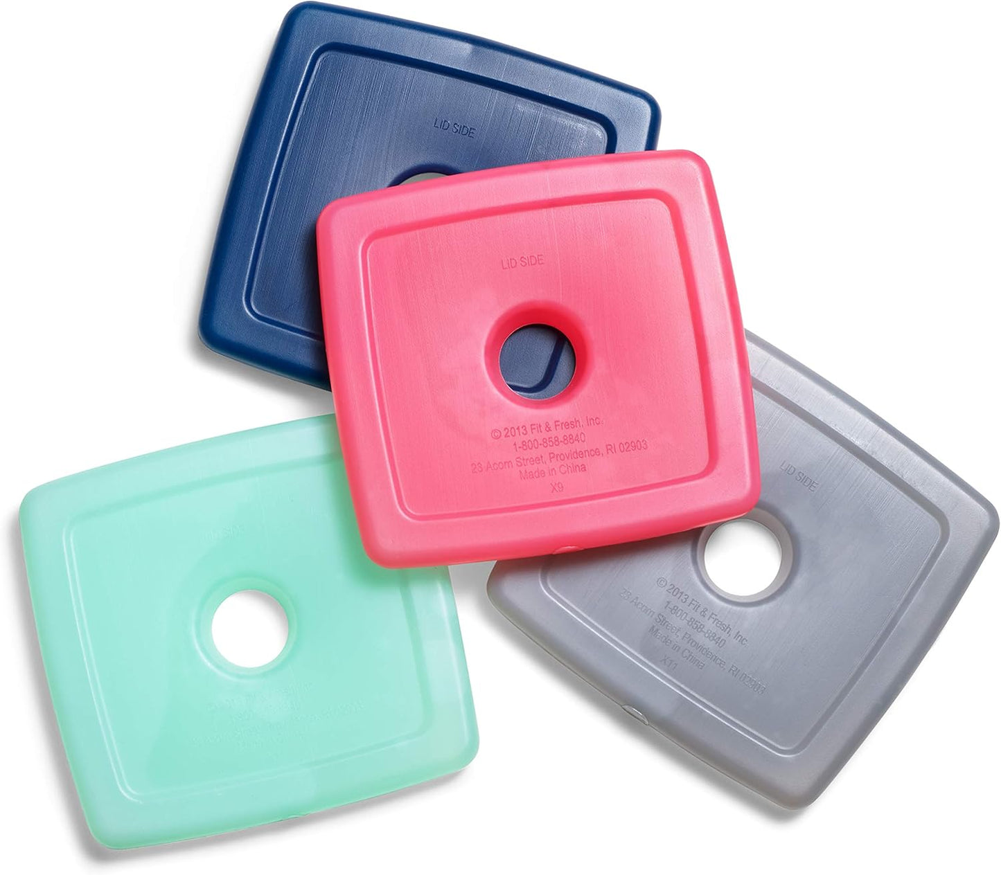 Cool Coolers by Fit & Fresh 4 Pack Slim Ice Packs, Quick Freeze Space Saving Reusable Ice Packs for Lunch Boxes or Coolers, Multi Colored