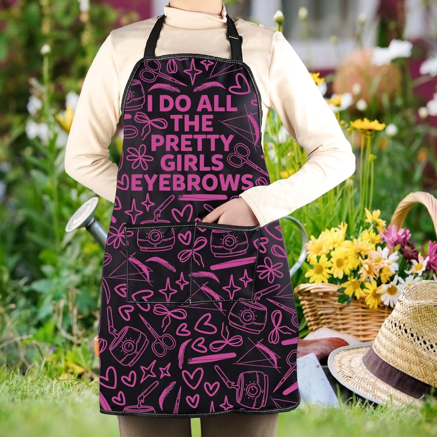 WCGXKO I Do All the Pretty Girls Eyebrows Kitchen Apron Eyebrow Technician Gift Eyebrows Lashes Gift
