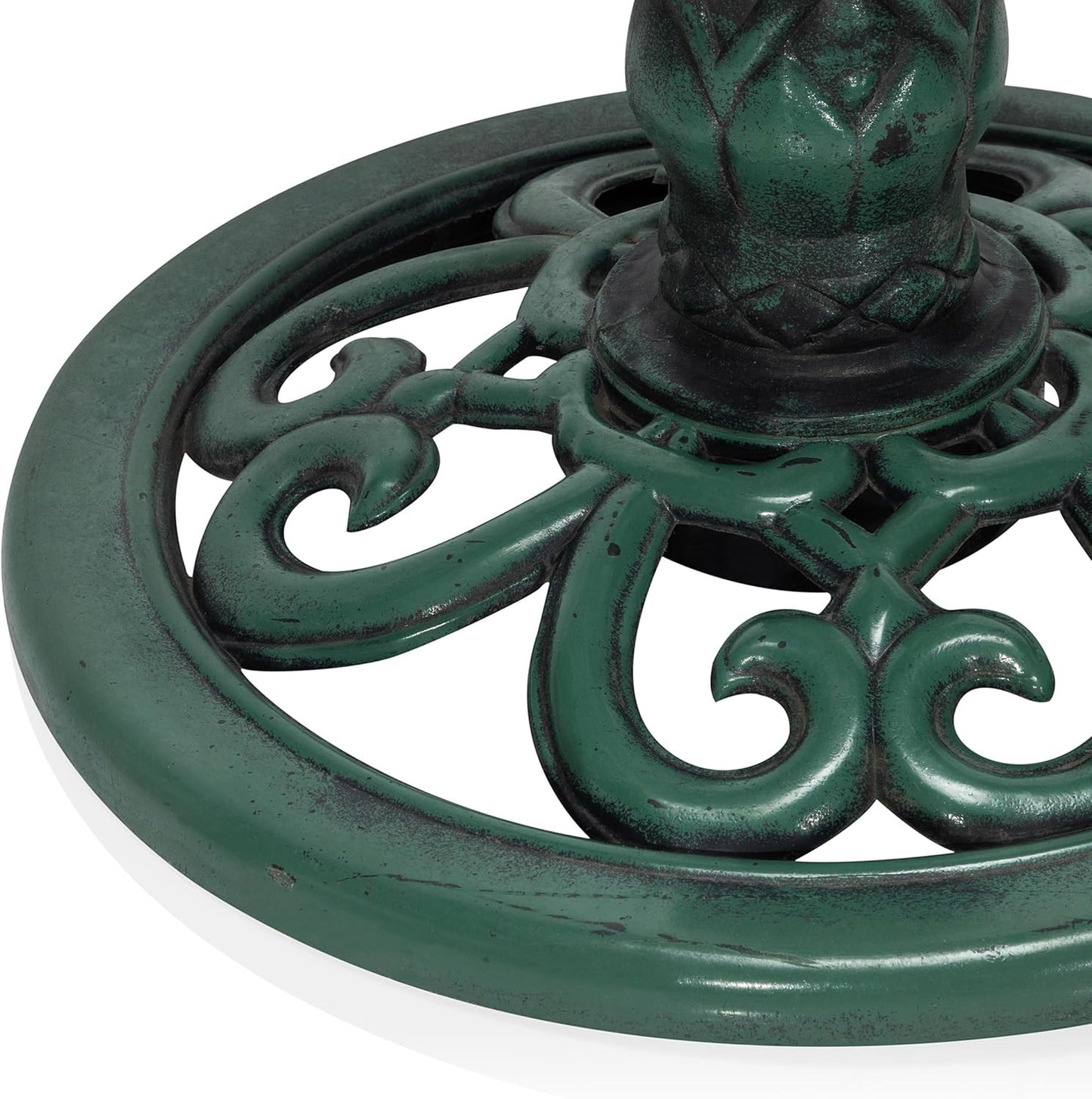 Alpine Corporation 31" Tall Outdoor Antique Flower Birdbath with Bird Decoration Yard Statue, Durable Polypropylene Construction for Patio, Deck, or Yard, Green