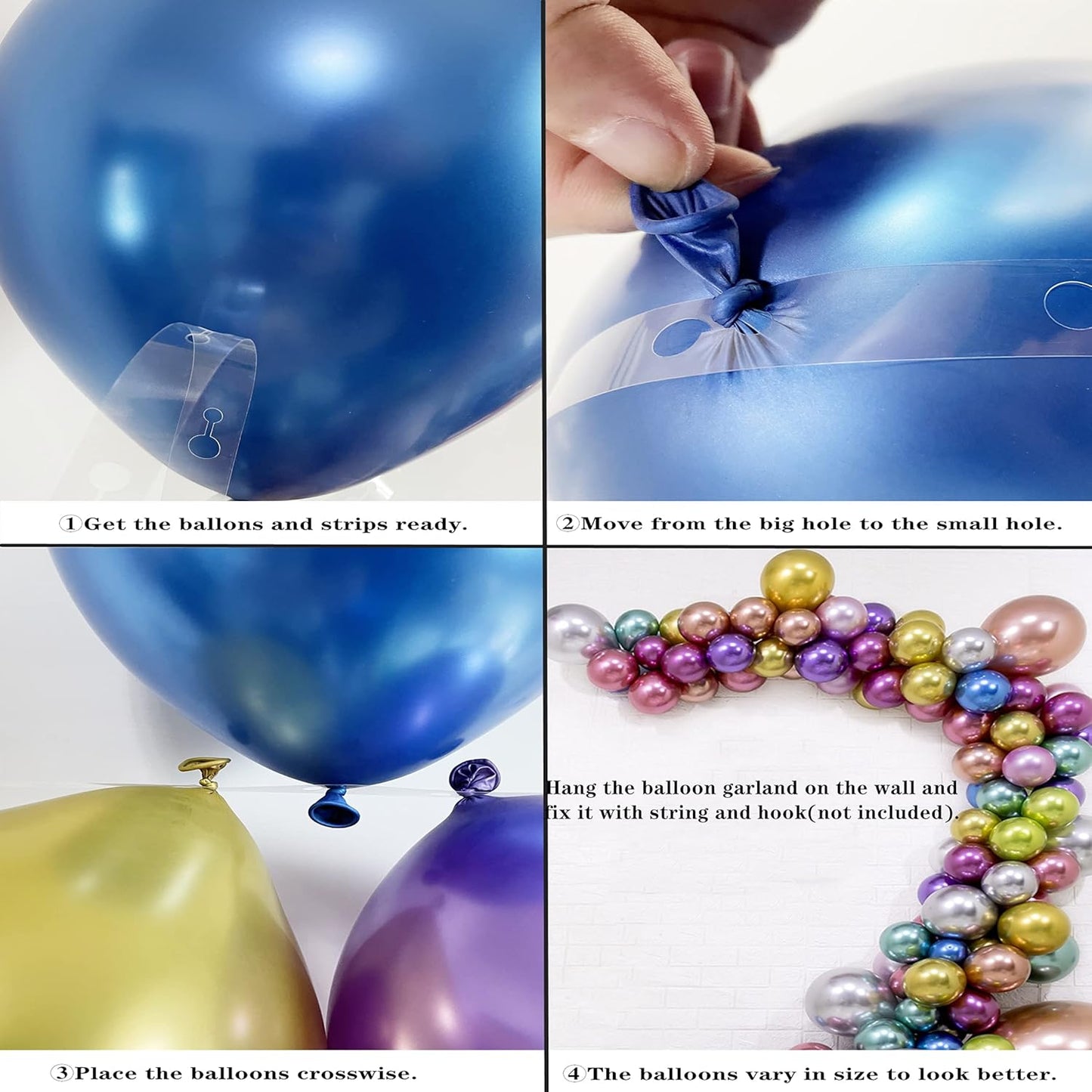 Colorful Party Balloons 100pcs 12inch Chrome Metallic Helium Balloons 