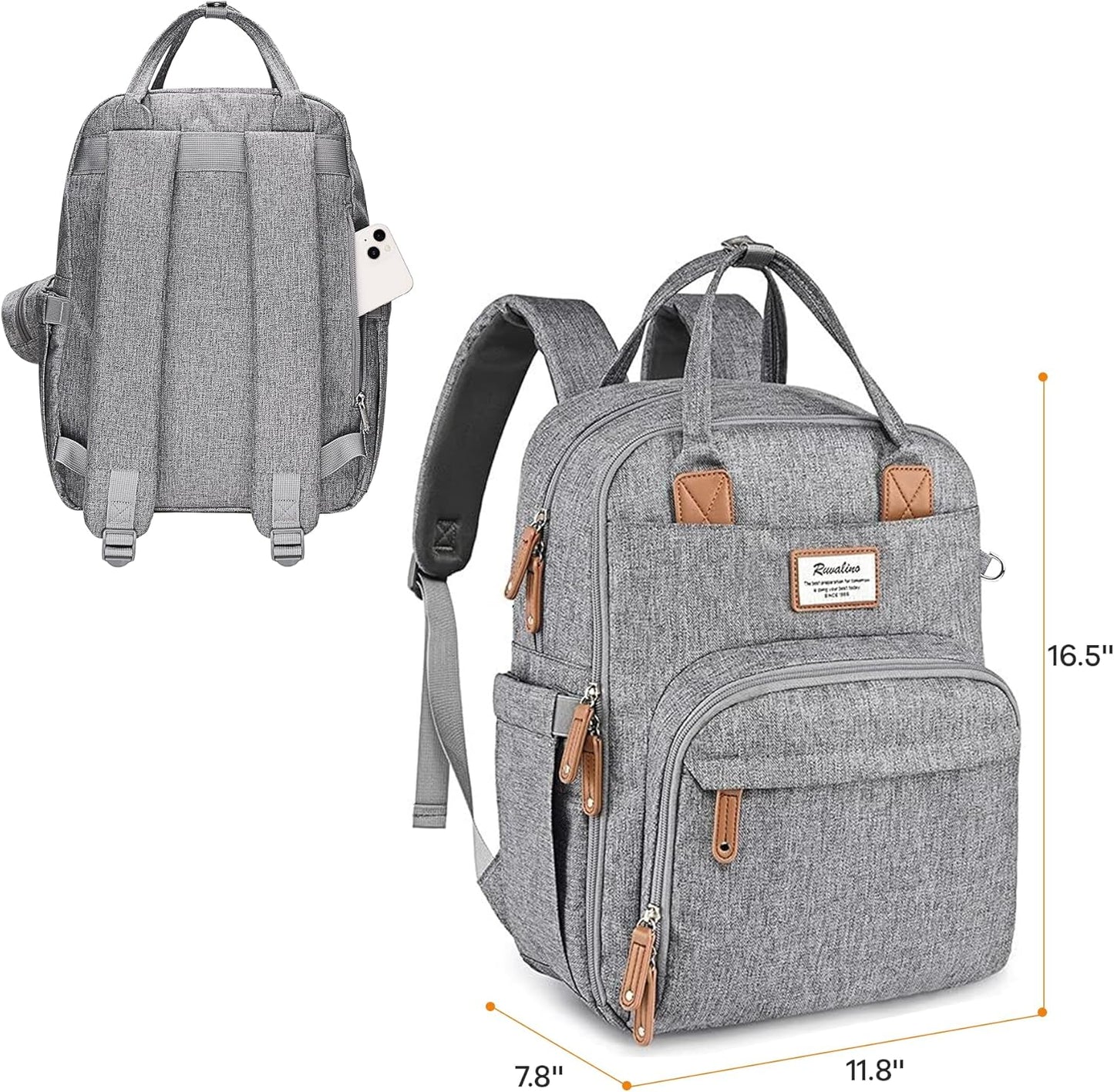 RUVALINO Diaper Bag Backpack-Multifunction Travel Baby Diaper Bag with
