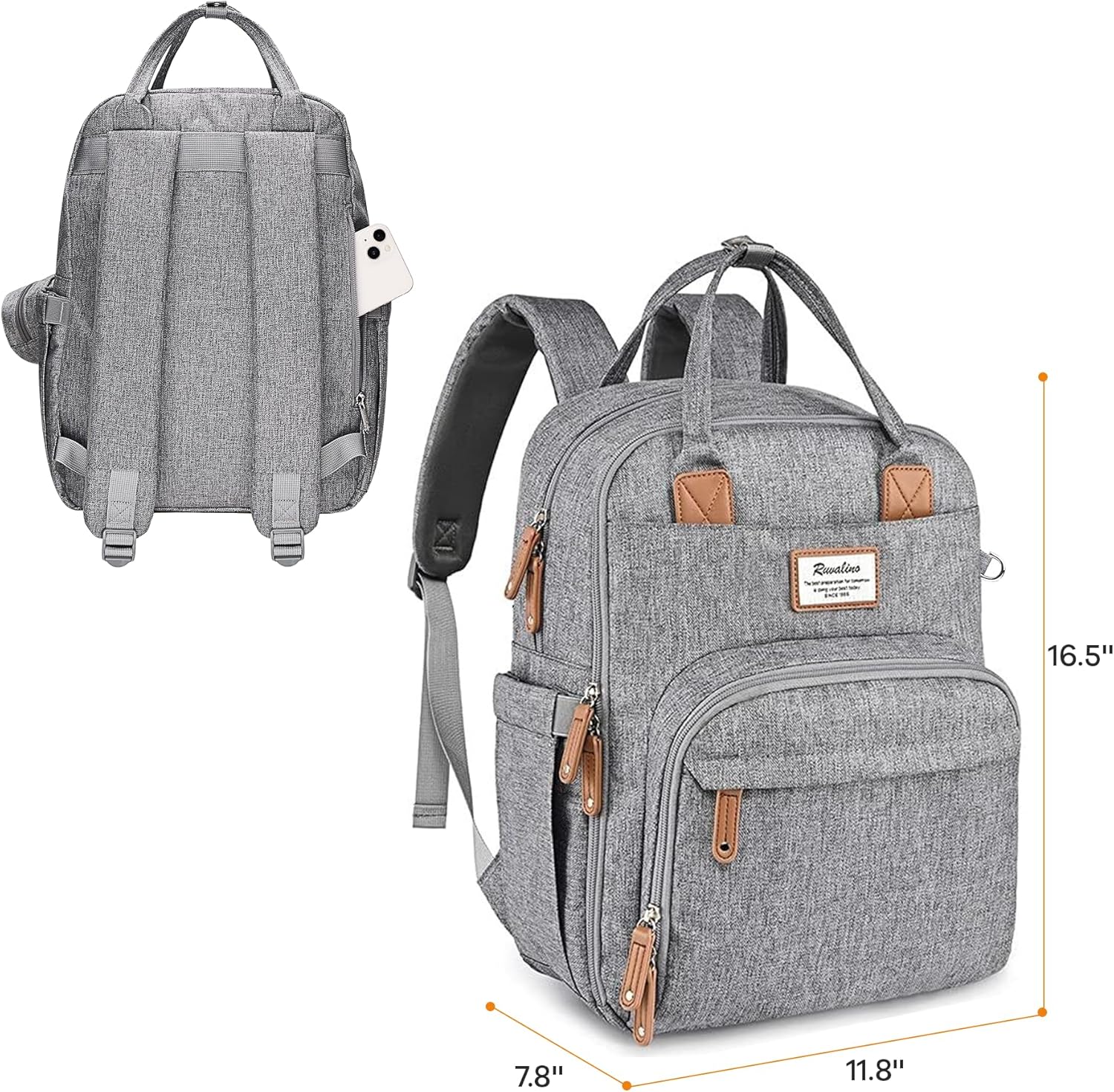 RUVALINO Diaper Bag Backpack-Multifunction Travel Baby Diaper Bag with