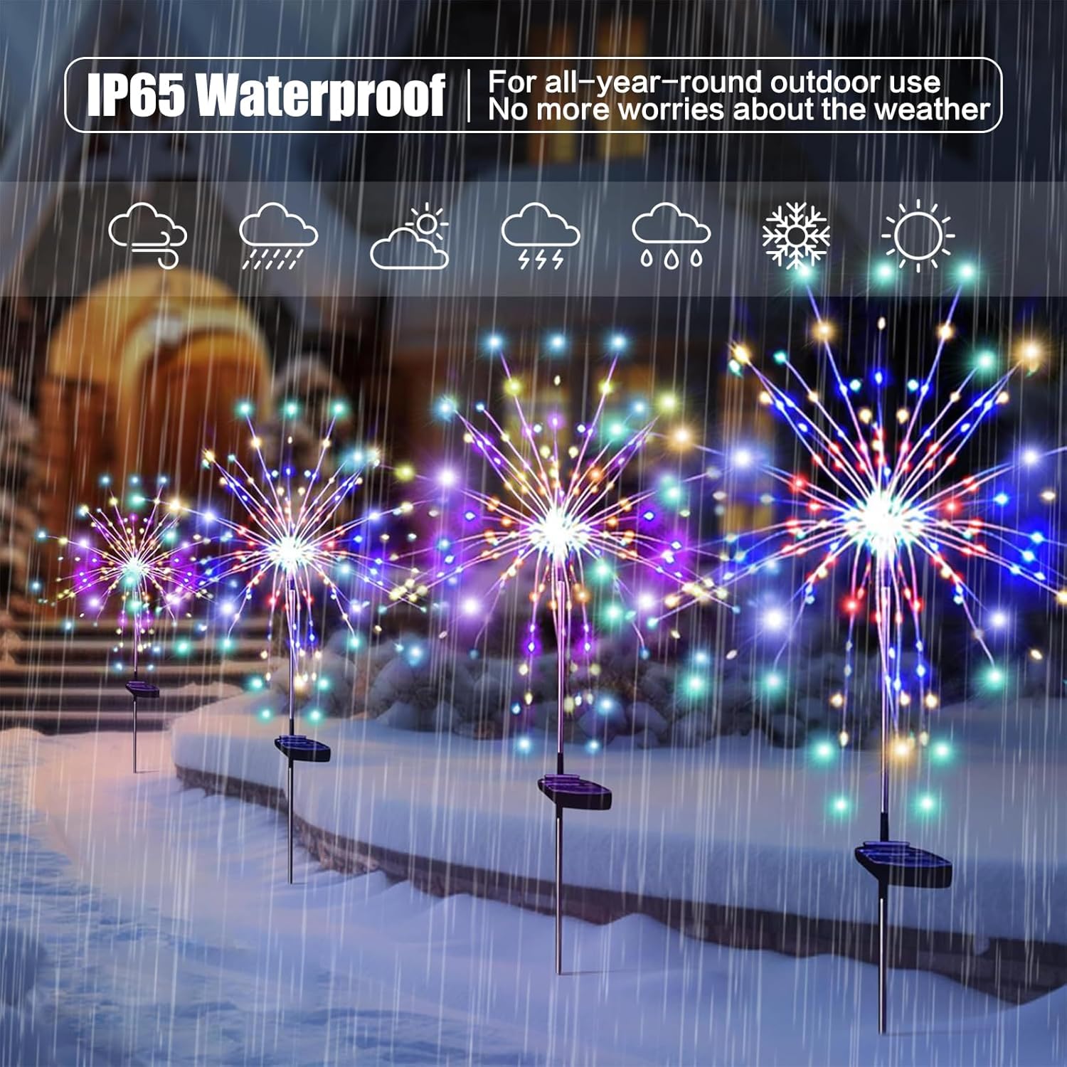 Outdoor Solar Garden Lights, 120 LEDs 8 Lighting Modes 6 Packs Waterpr
