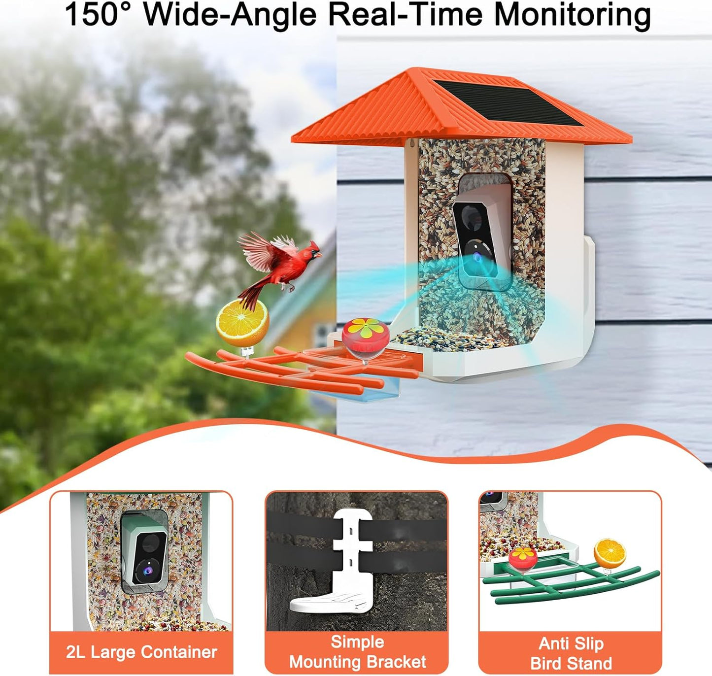2.5K Smart Bird Feeder with Camera with AI Identify 10000+ Birds Speci