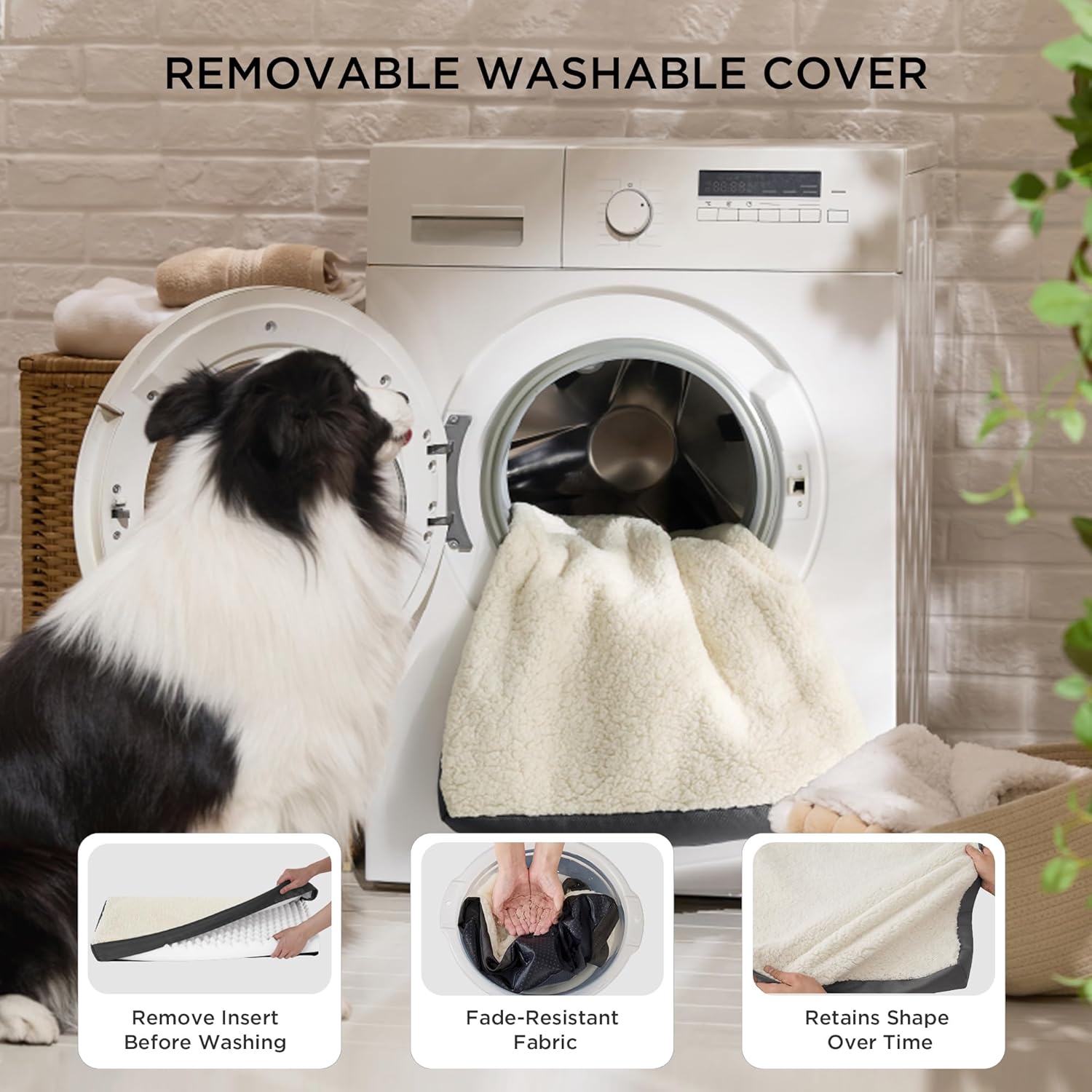Bedsure Dog Beds Large Sized Dog - Comfy Flat Pet Beds with Removable 
