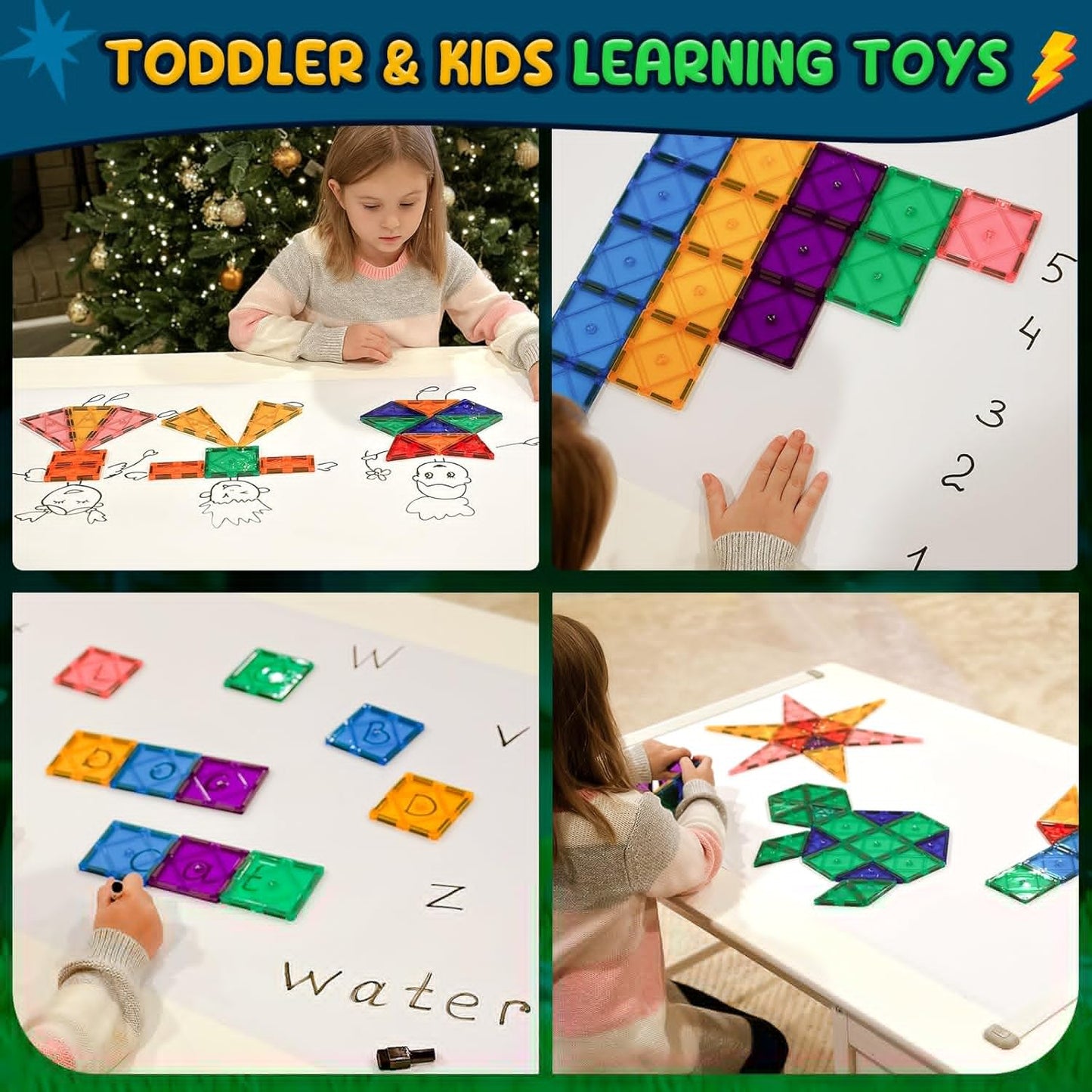 Soyee Magnetic Tiles Toddler Toys Magnetic Building Blocks for Kids Ag