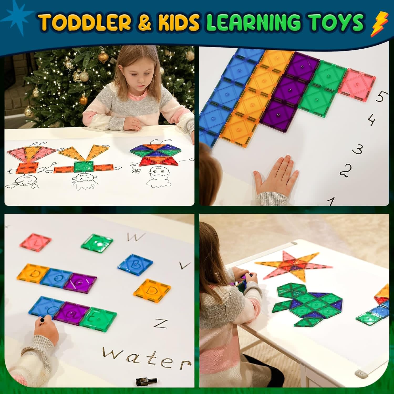 Soyee Magnetic Tiles Toddler Toys Magnetic Building Blocks for Kids Ag