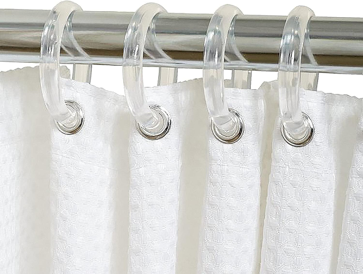 12 PCS Clear Plastic Shower Curtain Rings, Easy Snap Closure Shower Curtain Hooks