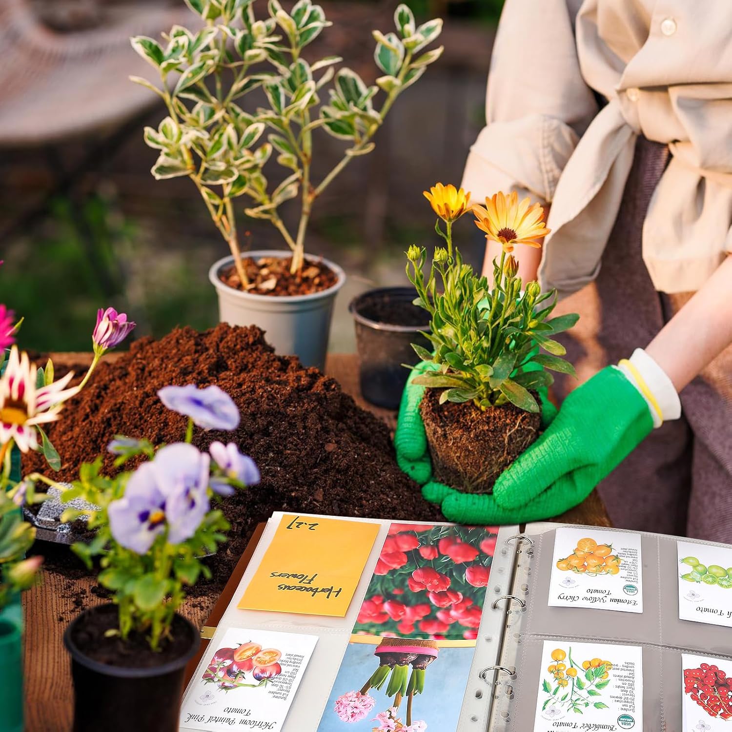 Seed Packet Organizer Binder, Garden Planner Packet with 25 Pack Clear