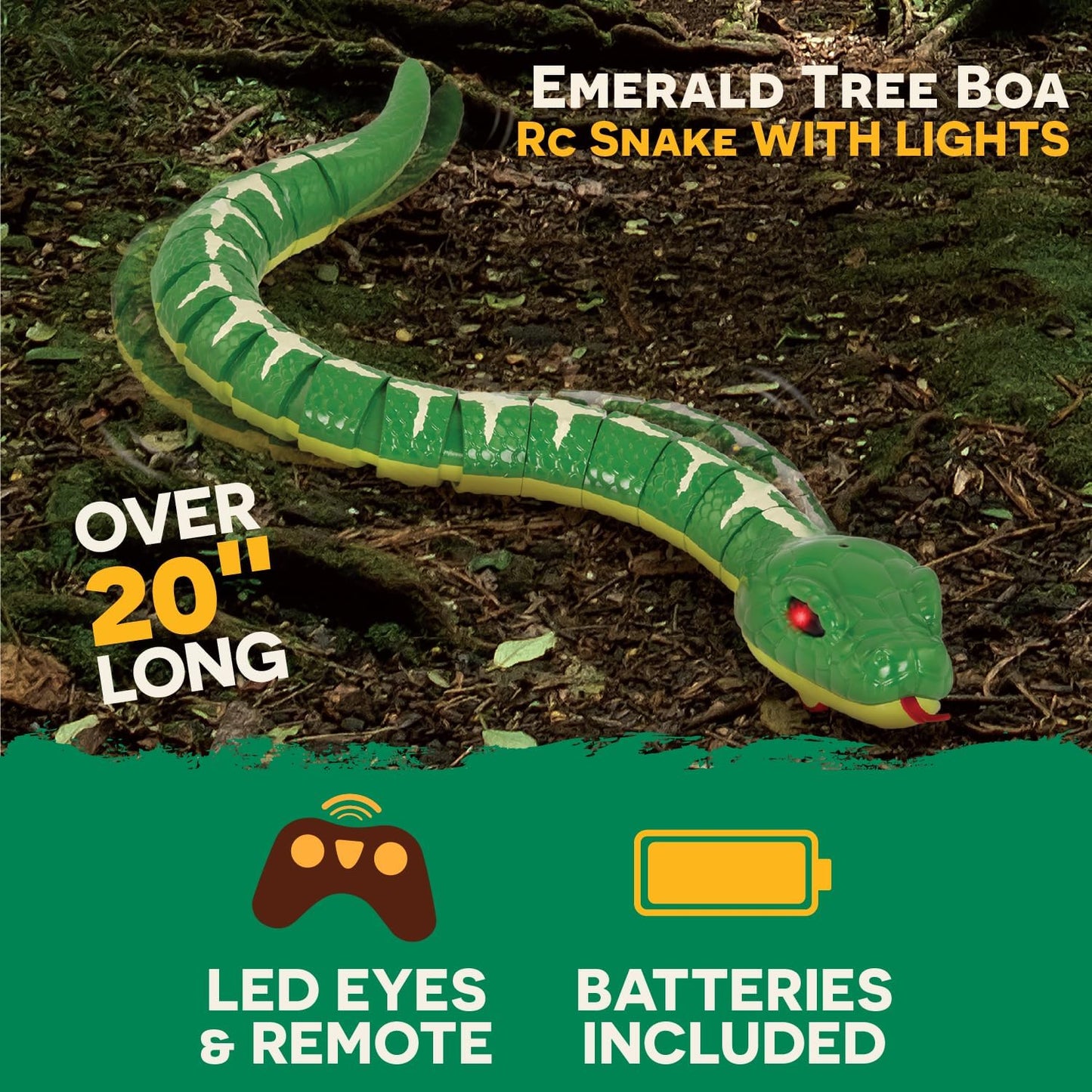 Terra by Battat – Remote Control Emerald Tree Boa Snake Toy, Realistic