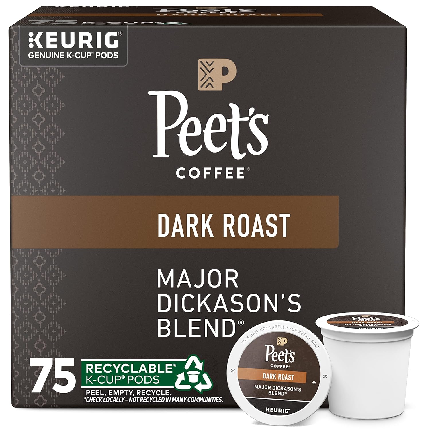 Peet's Coffee, Dark Roast Keurig K-Cup Pods, 100% Arabica Coffee - Maj