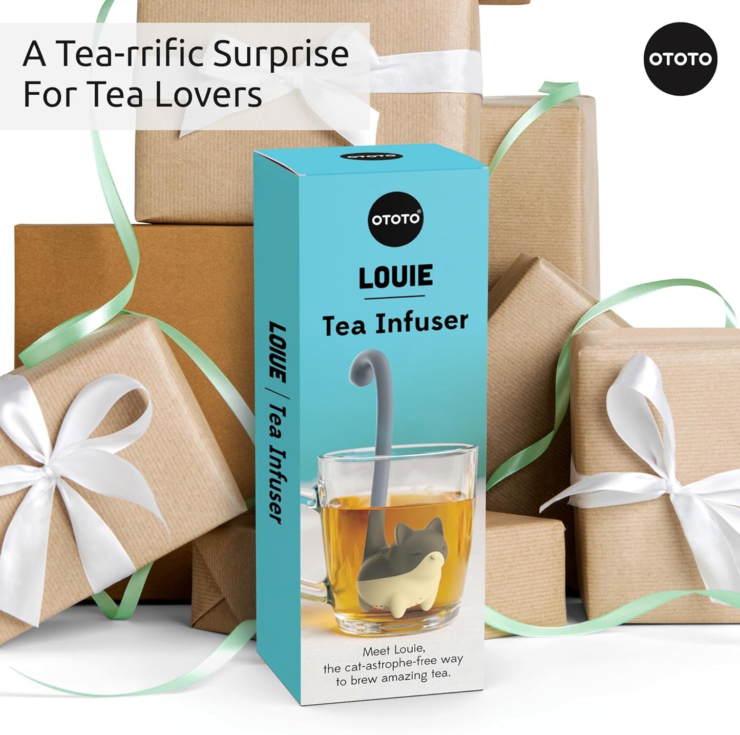 OTOTO Louie Cat Tea Infuser - Cats Loose Leaf Steeper & Diffuser, Tea 