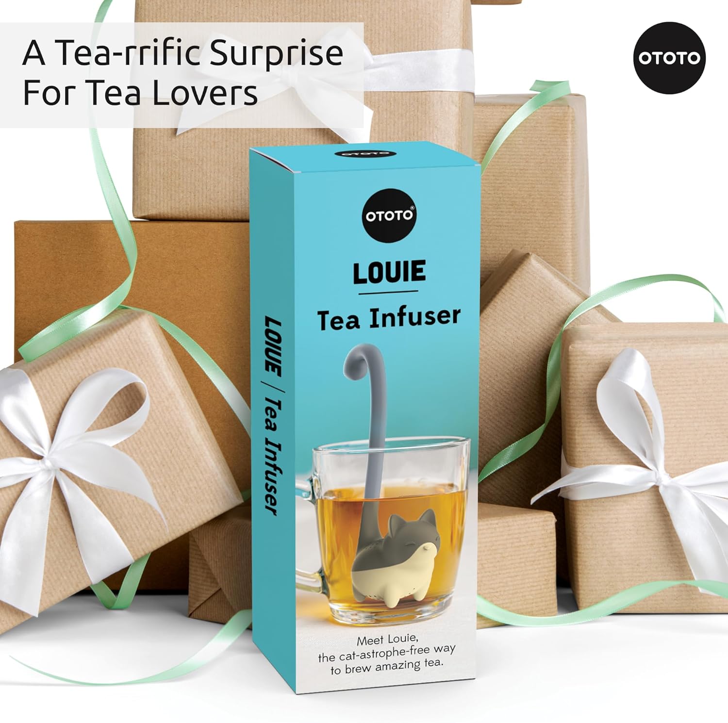 OTOTO Louie Cat Tea Infuser - Cats Loose Leaf Steeper & Diffuser, Tea 