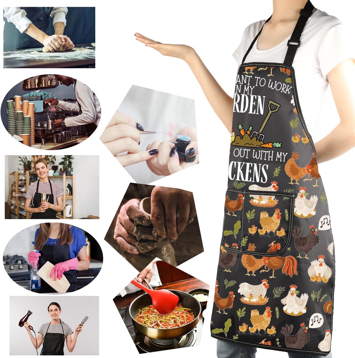 MBMSO Chicken Grilling Apron Chicken and Garden Gifts Chickens Kitchen