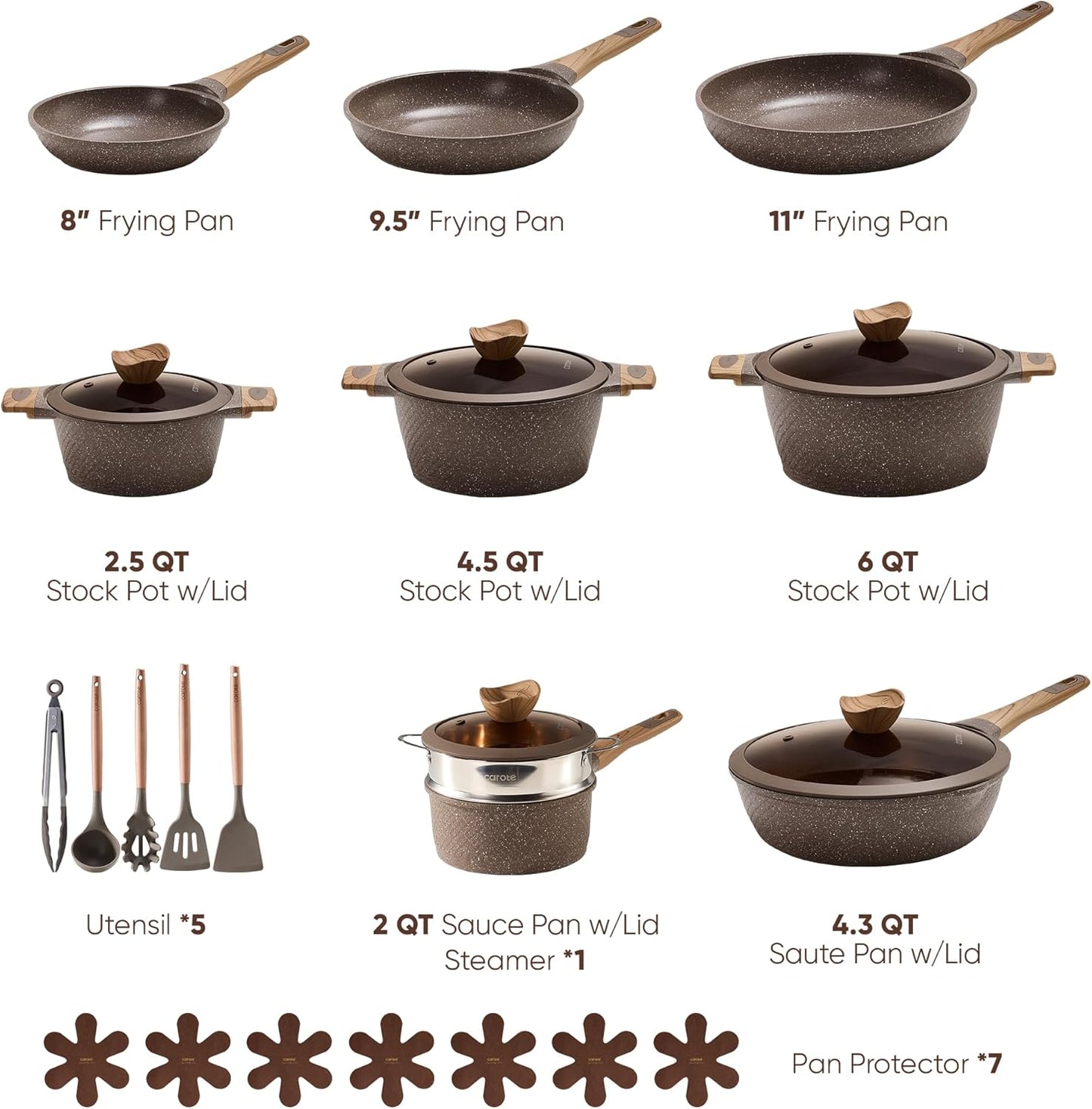 CAROTE 26PCS Pots and Pans Set Non Stick, Cookware Set Pots and Pans I