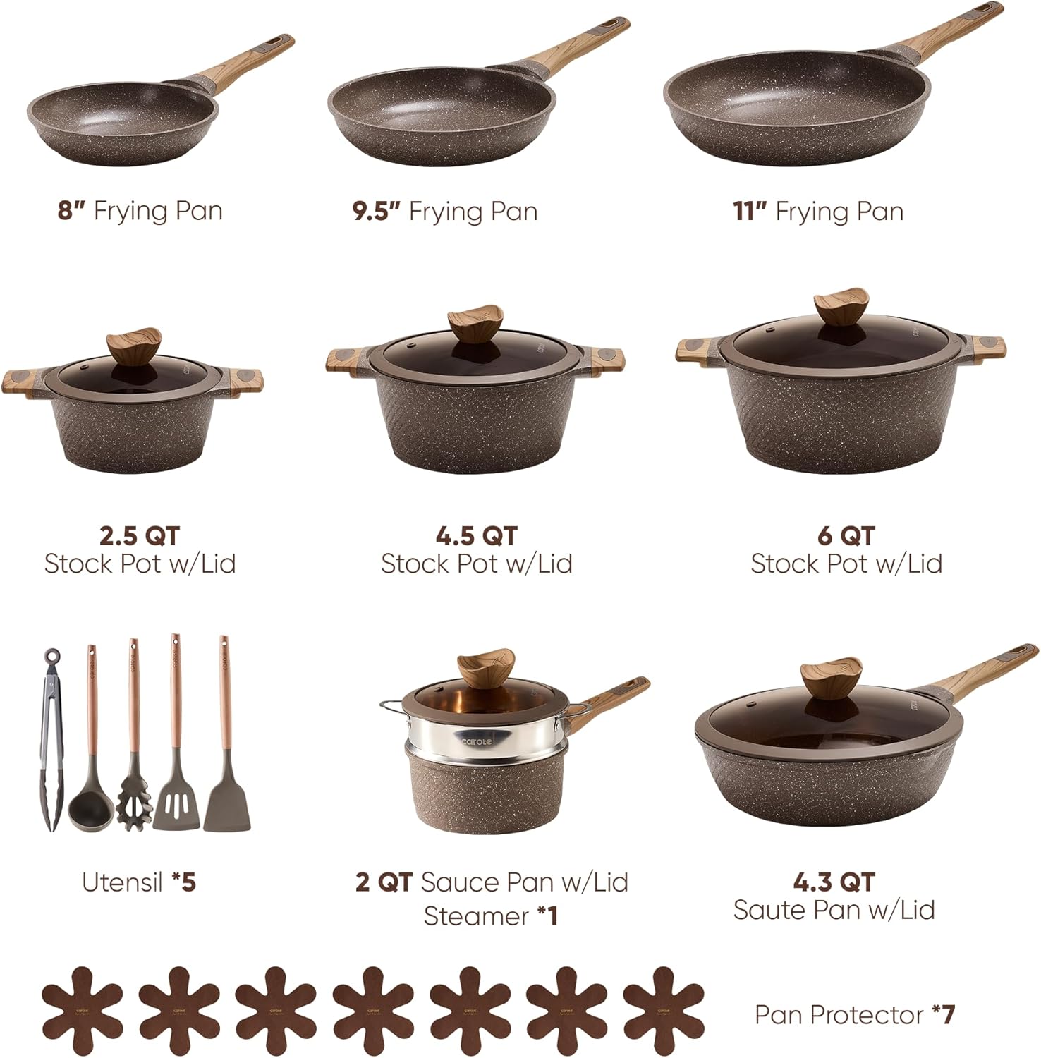 CAROTE 26PCS Pots and Pans Set Non Stick, Cookware Set Pots and Pans I