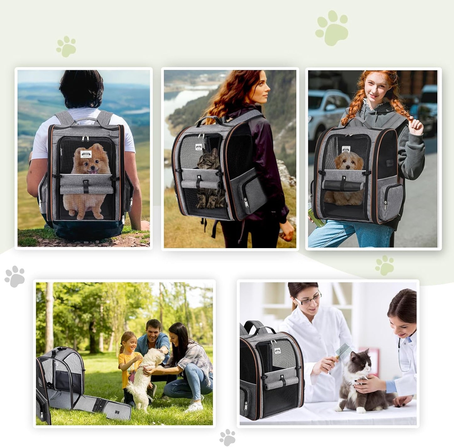 Lekebobor Cat Carrier Backpack, Expandable Pet Carrier with Sun Shade 