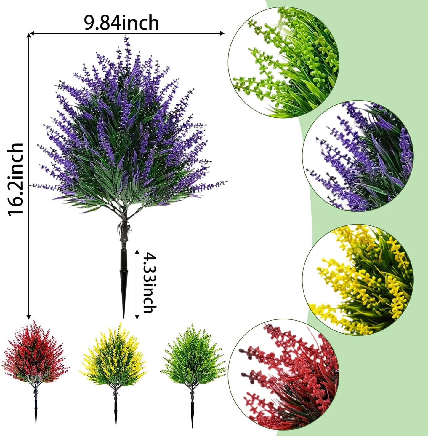 4 Pack Artificial Lavender Topiary Ball with Spike,Outdoors UV Resistant Fake Shrubs Greenery,Plastic Faux Plants Flower Bushes for Porch Yard Garden Indoor Planter Spring Decoration-Multicolor