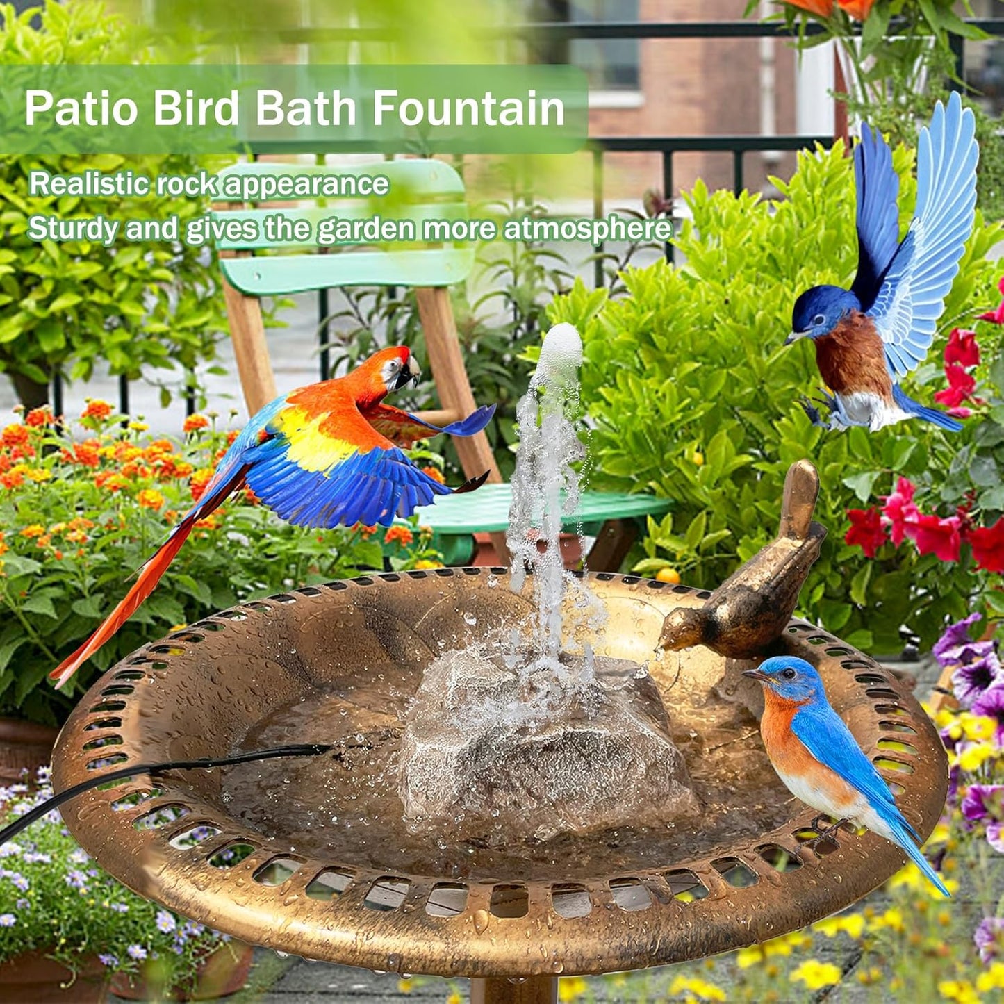 Bird Bath Fountain Bubble Fountain Outdoor Rock Water Fountain Rock with Electric Water Pump for Hummingbird Birdbath Garden Lawn Yard Patio Aquariums Fish Tank