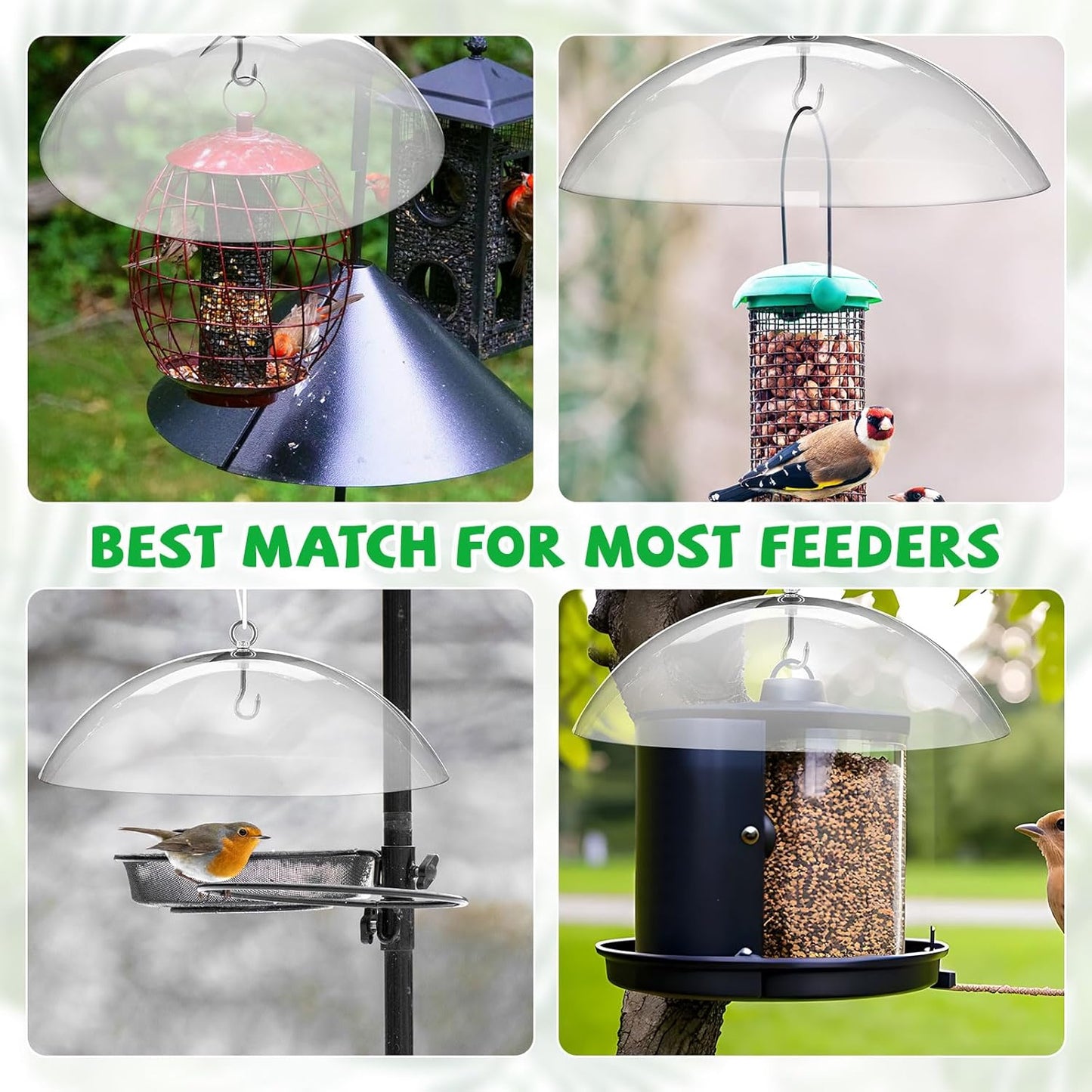 Domensi 4 Pcs 10.2 Inch Plastic Bird Feeders Dome Cover for Hanging Hummingbird Feeder Weather Guard Protective Dome Squirrel Baffle for Bird Feeder Pole Covers(Clear)