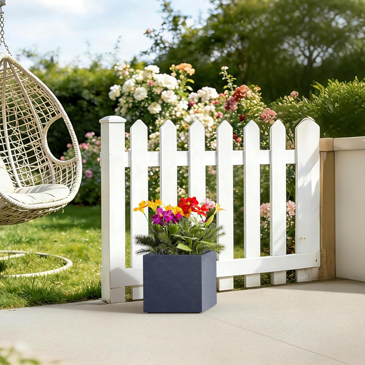 Kante 12 Inch Square Concrete Planter for Outdoor Indoor Home Patio Ga