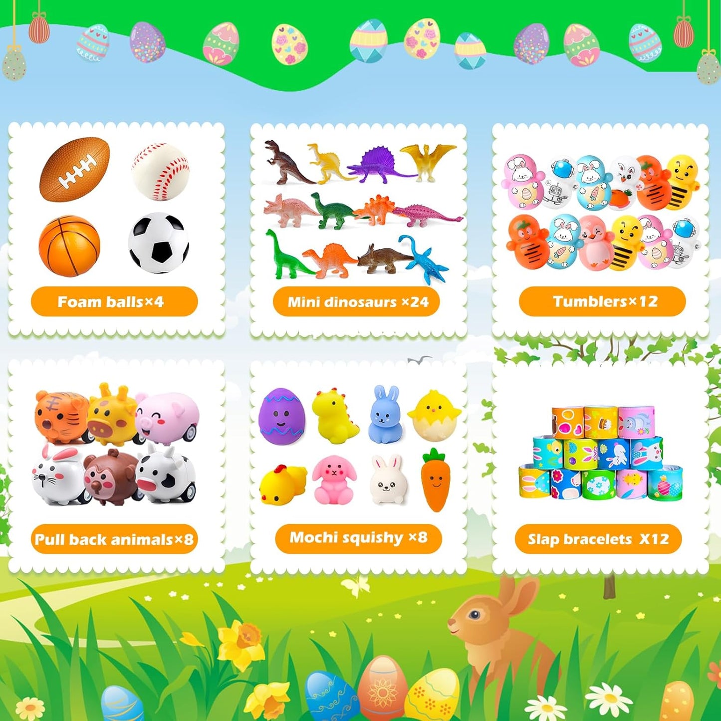 GOAUS Easter Egg Fillers Party Favors for Kids, 220 Pcs Small Toys Prizes Bulk, Goodie Bags Stuffers, Treasure Box Toys for Classroom, Prize Box Birthday Goody Bag