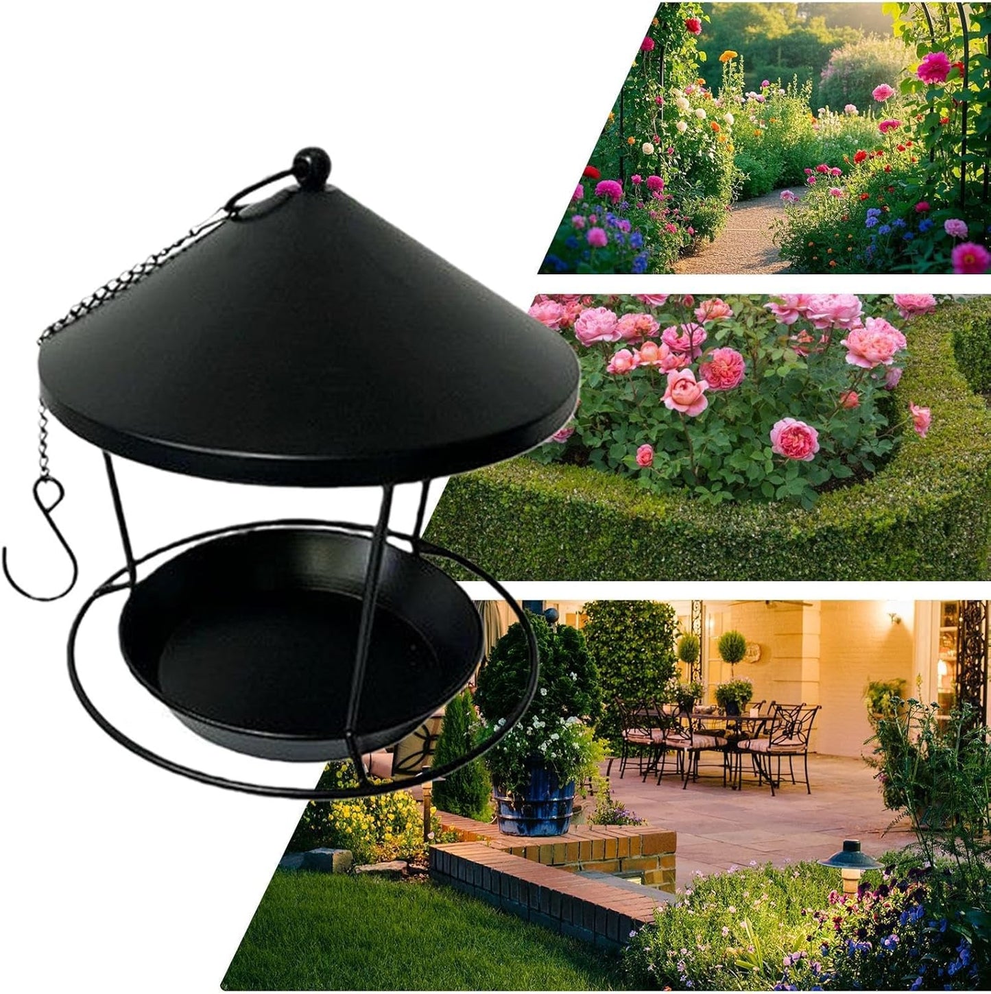 Hangable Metal Bird Feeder - Weatherproof Hummingbird Food Station, Outdoor Tray with Rust-Resistant Design, Garden Hanging with Easy Fill, Wildlife Accessory, Feeding Station for Backyard Porch