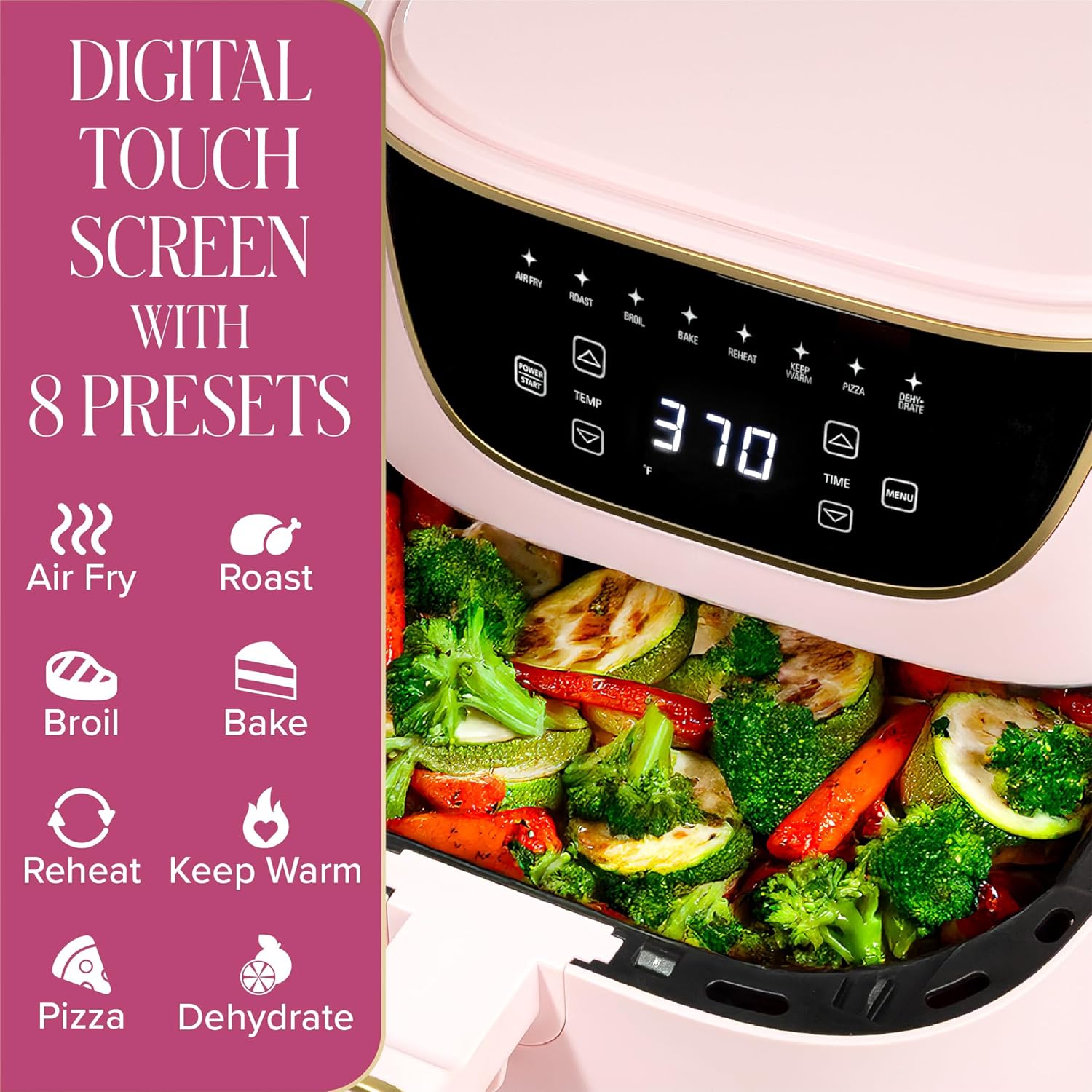 Paris Hilton Air Fryer, Large 6-Quart Capacity, Nonstick Made without 