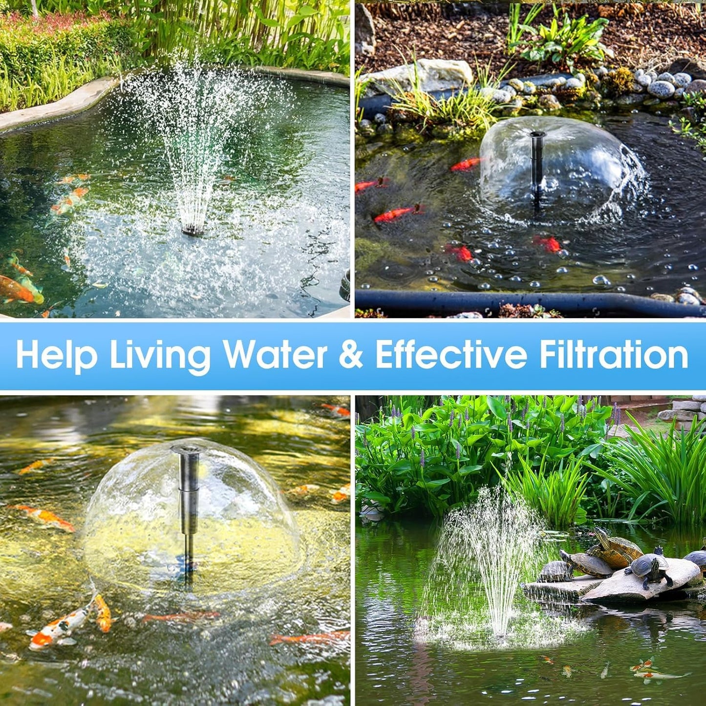 POPOSOAP Pond Filter with 12W Solar Fountain Pump, Solar Pond Filter w