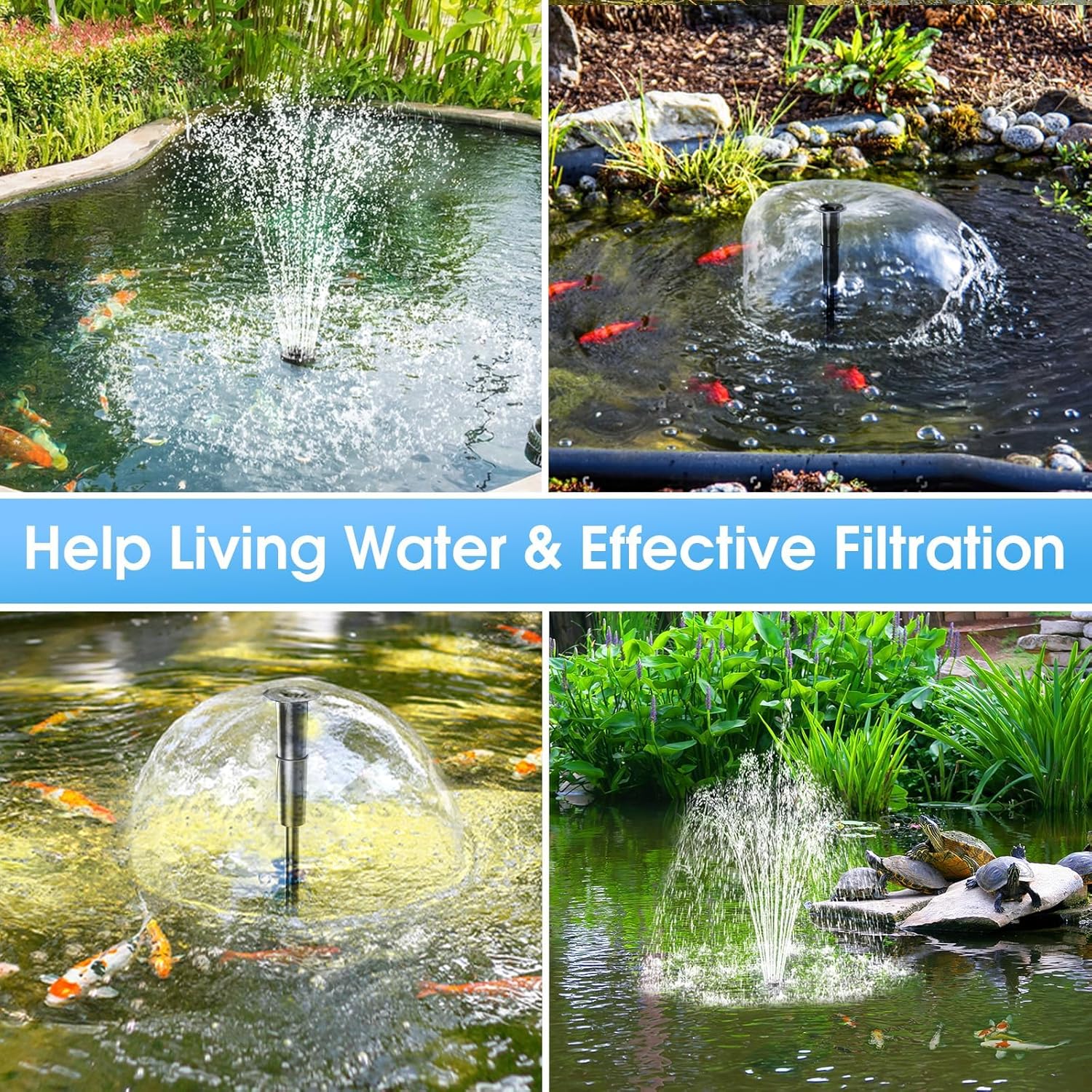 POPOSOAP Pond Filter with 12W Solar Fountain Pump, Solar Pond Filter w